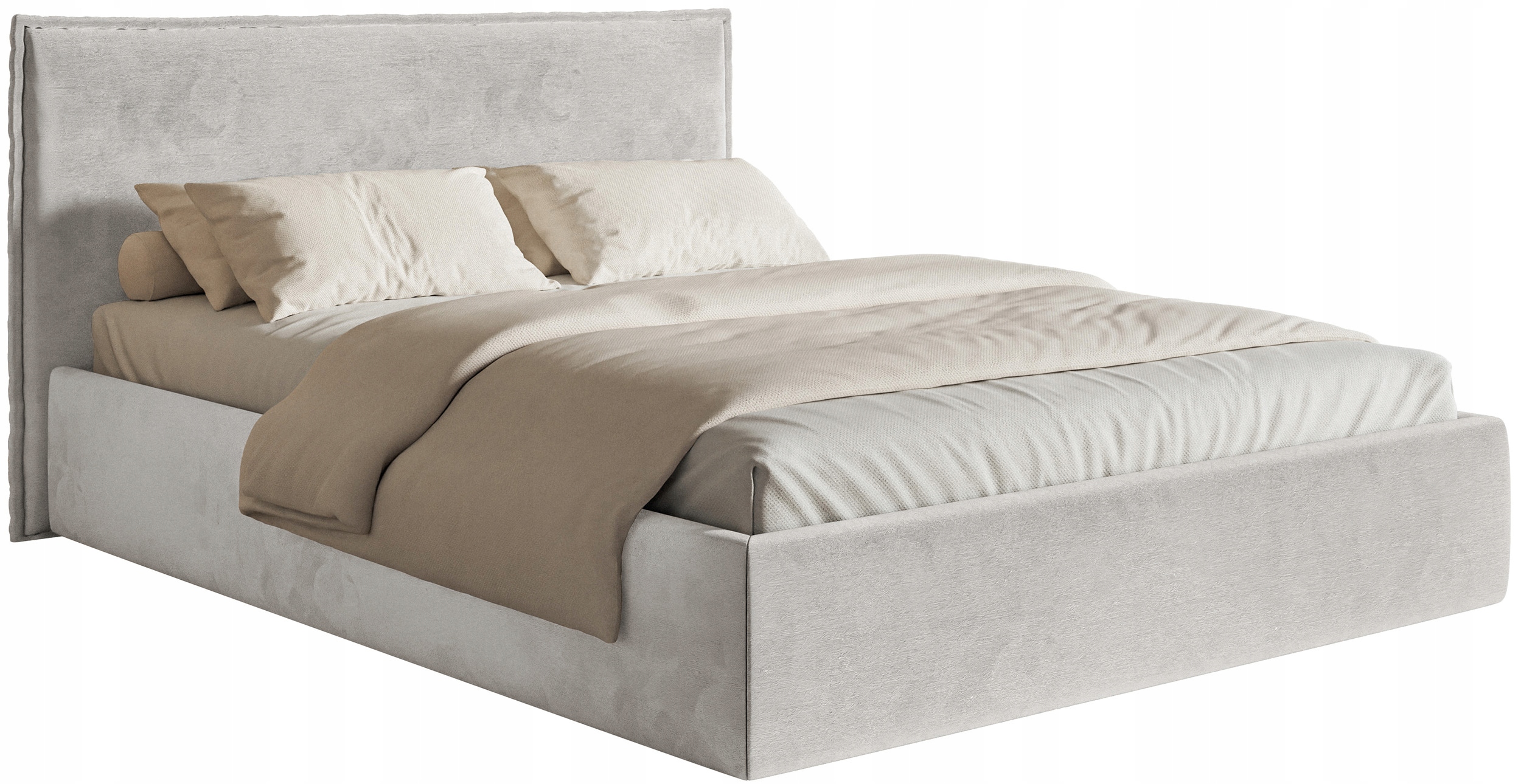 Čalouněná postel 140 x 200 cm Softie Slim světle šedá, hydrofobní velur