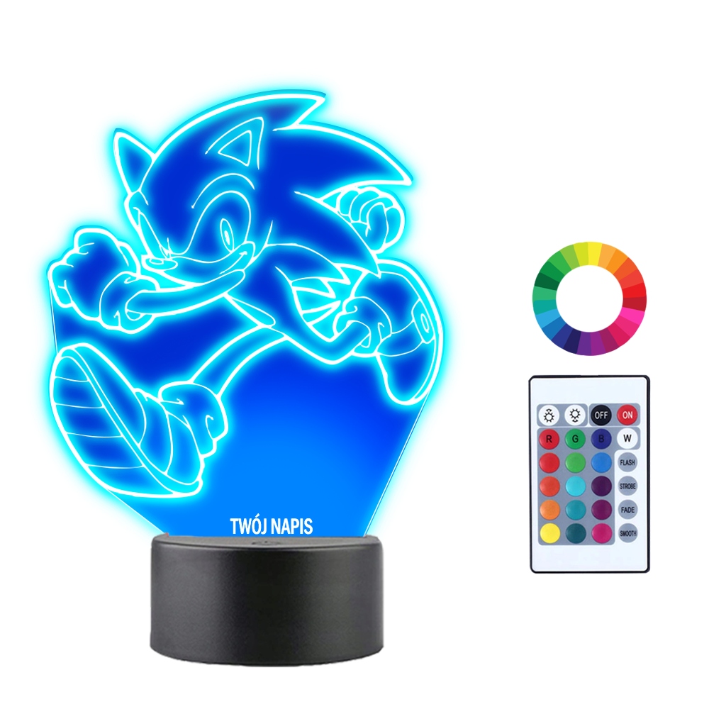 

Lampka Nocna 3D Led Sonic Imię Grawer