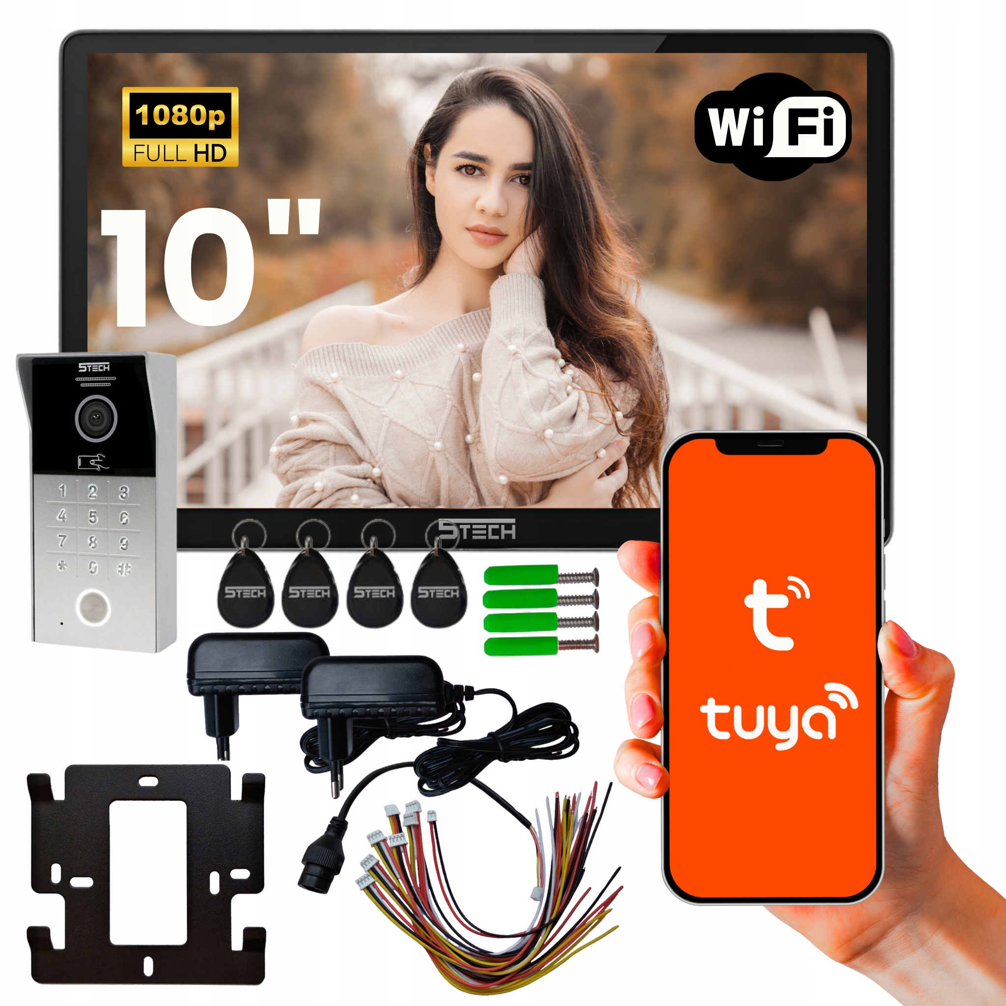 Wideodomofon 5TECH WiFi Full HD10 cali Verus Plus 84225 Czarny apka Tuya