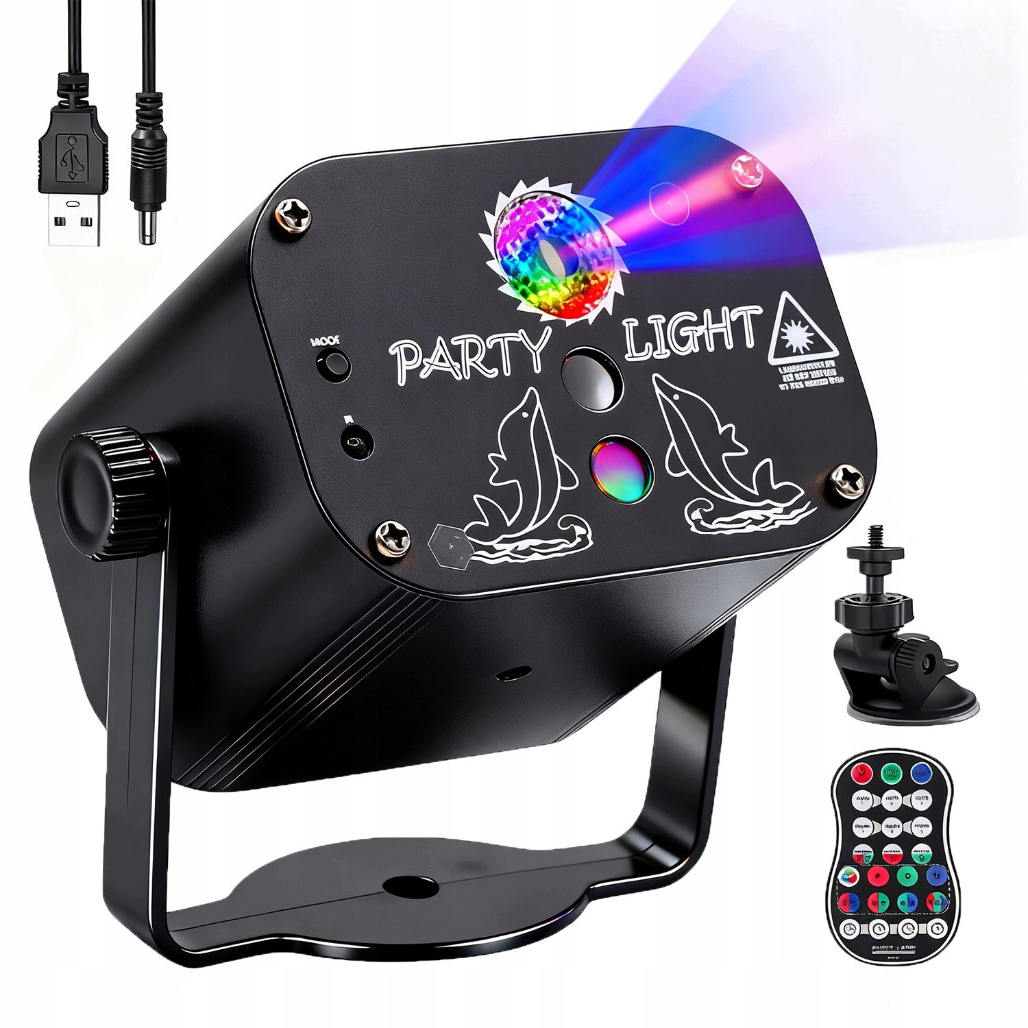 Laserový Projektor Rgb Disco 3V1 Světelné Efekty Hlasové Dálkové Ovládání Pro Svatby Bary