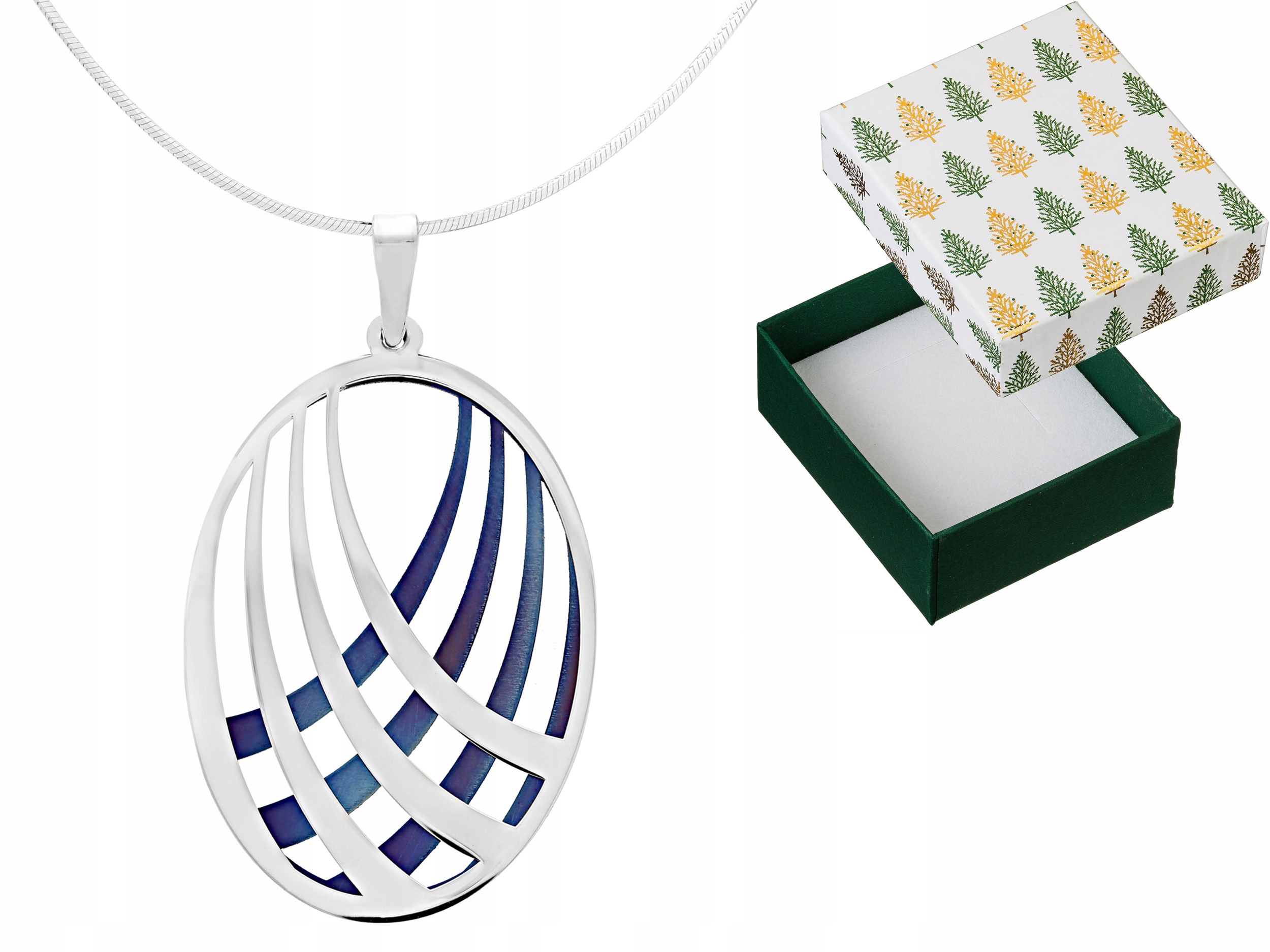 Modrý náhrdelník Stříbrný přívěsek s titanem Přívěsek Titan Řetízek 50