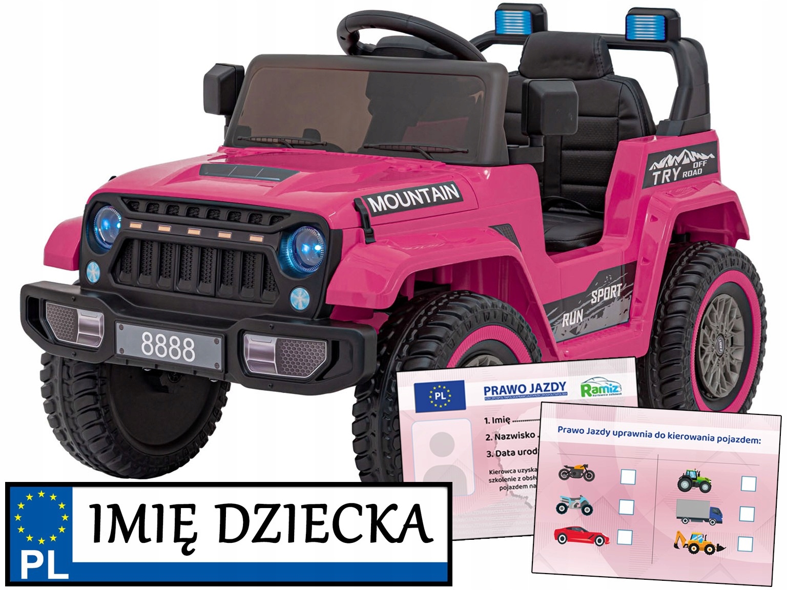 Off Road Mountain samochodzik elektryczny Auto Dla Dziewczynki różowy