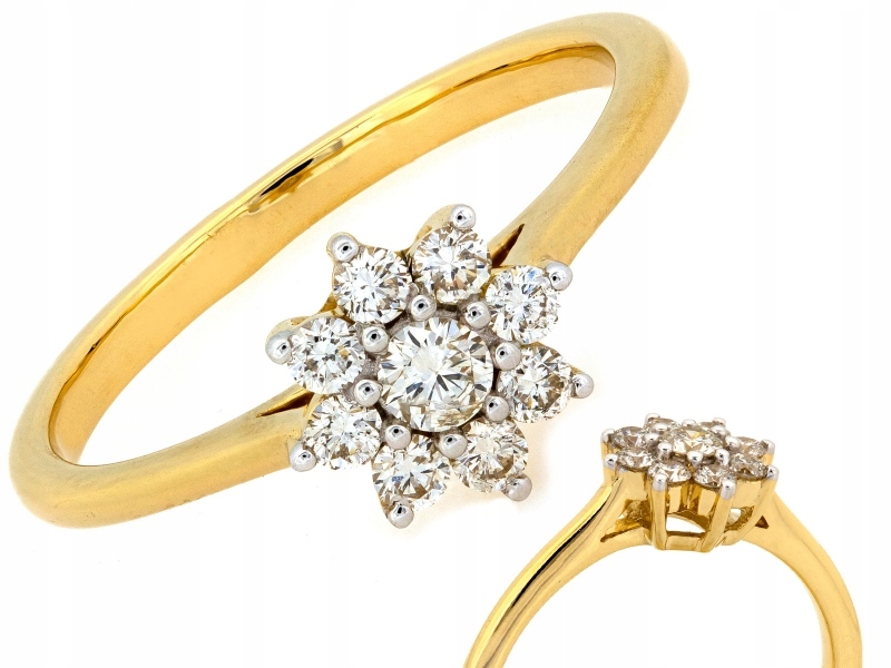 Prstýnek 585 dvoubarevný zdobený briliantem R18 2.31g pro zásnuby