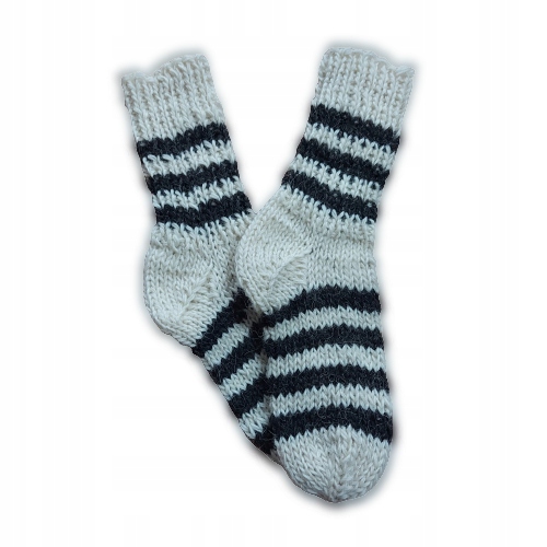 

Skarpety wełniane plecione 39/42 Białe w paski-2