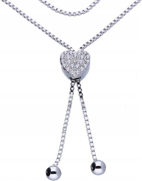 Stříbrný náhrdelník 925 srdíčko s zirkony 6,57 g, elegantní a módní vzor