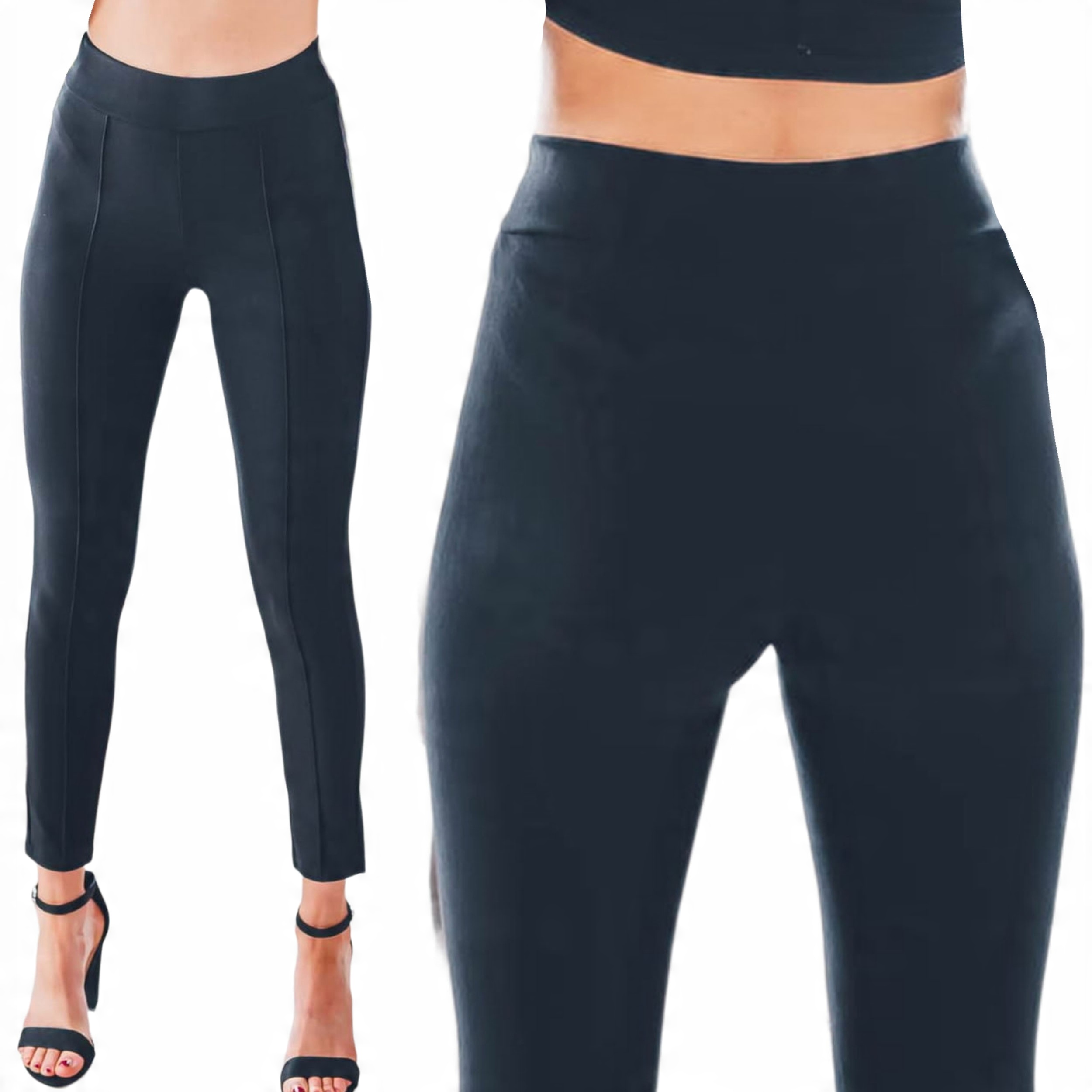 

Elastyczne damskie spodnie czarne rurki XL/XXL