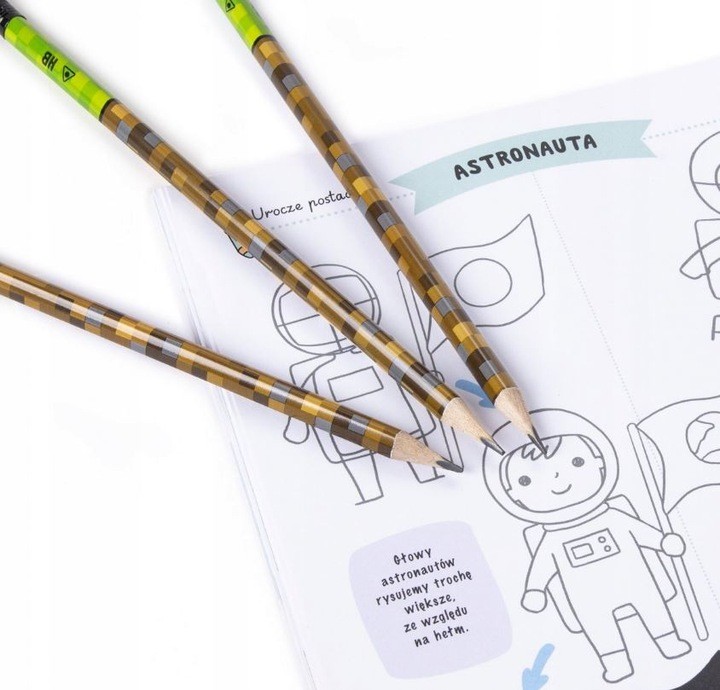 Ołówek szkolny z gumką MINECRAFT trójkątny pixel Twardość HB