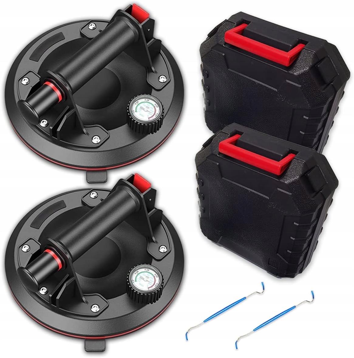 2x Držák Přísavka S Manometrem A Pumpičkou Pro Glazuru Dlaždic 300KG Mechanická