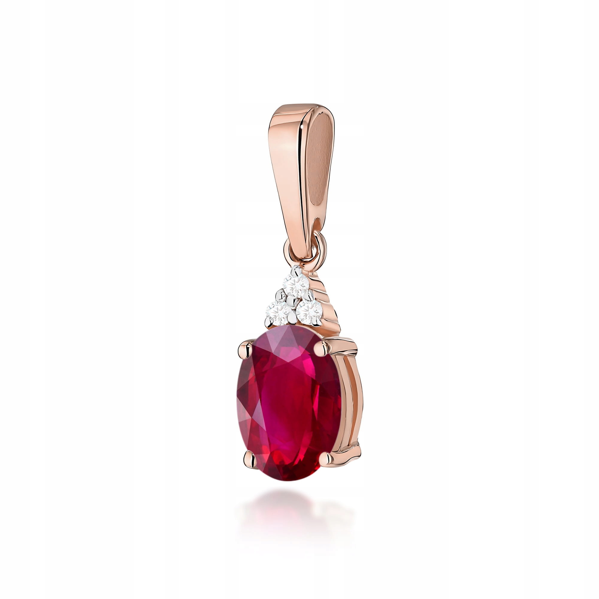 Oválný přívěsek 585 z růžového zlata rubín přírodní 0.7 g, diamant 14kt
