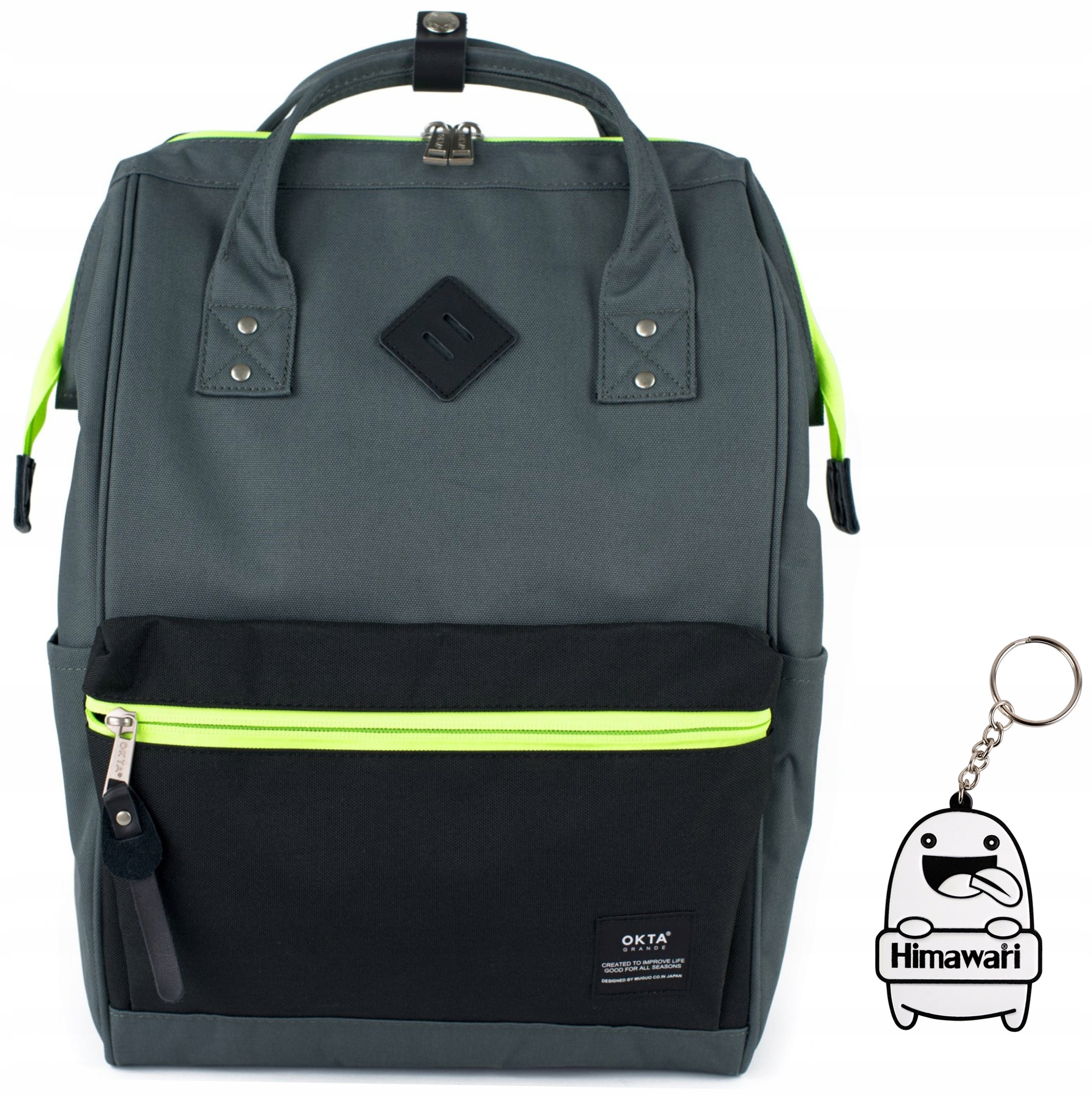 Batoh Himawari Okta Neon M prostorný voděodolný Usb rám, šedá barva