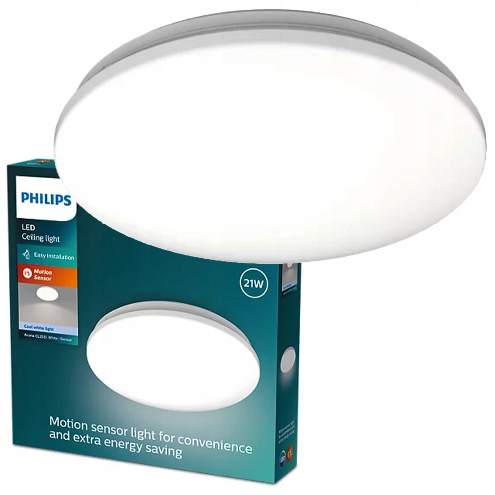 Stropní Svítidlo Stropní Svítidlo 21W 2900lm 4000K Snímač soumraku Bílá Philips