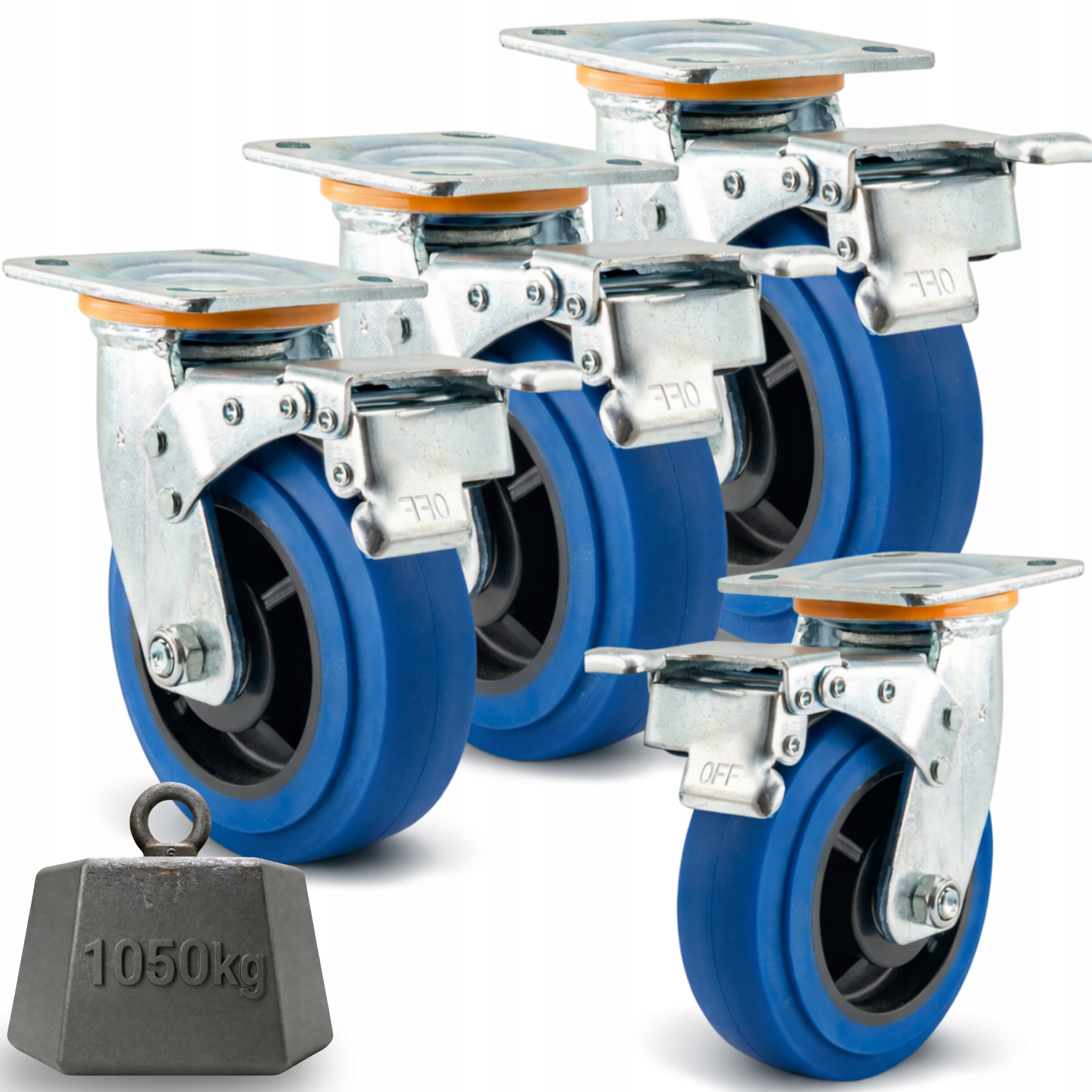 Kolečka 125 mm Otočná s Brzdou Set 4 ks pro velké zatížení 1050 kg Tpr