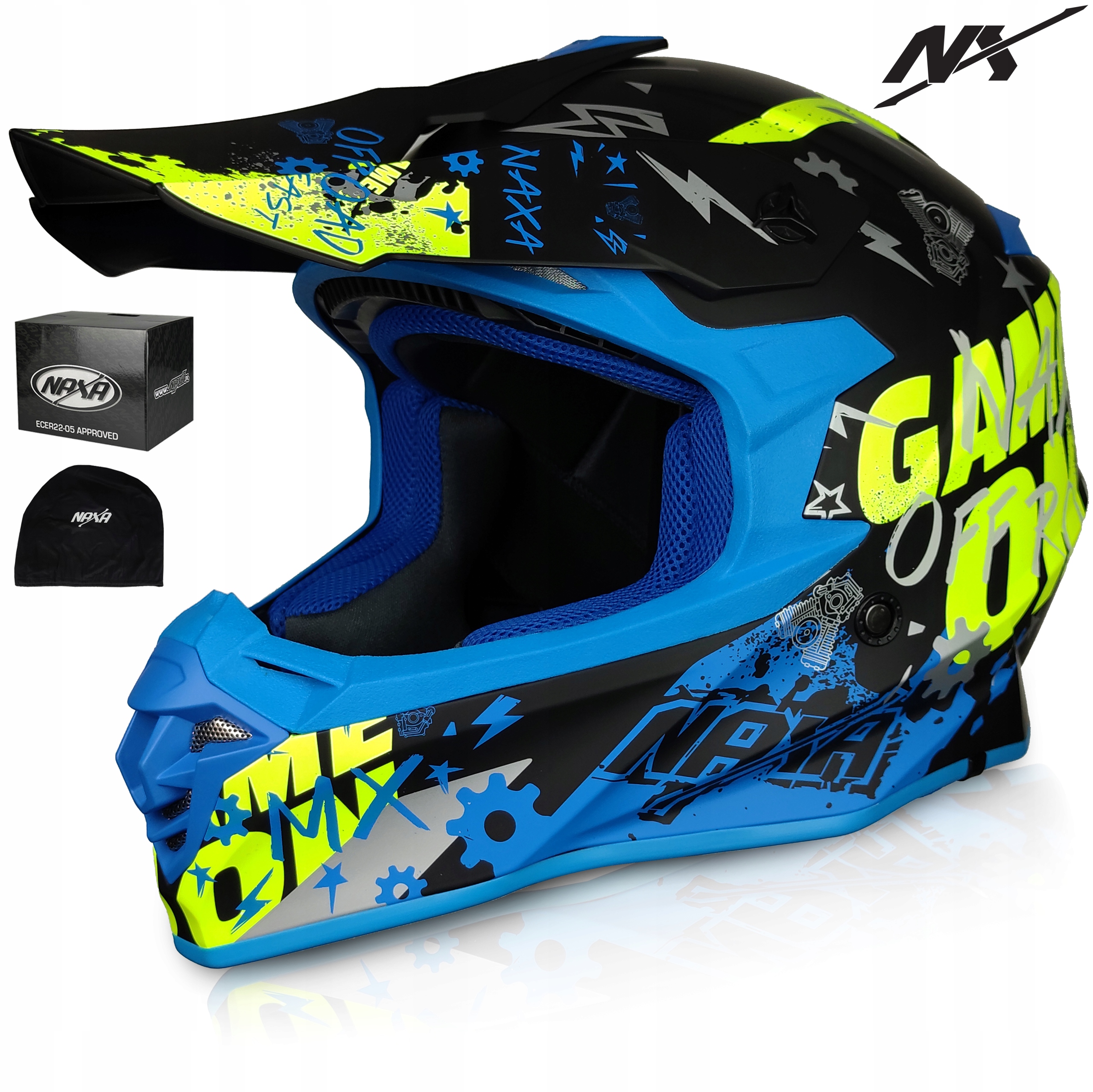 Naxa Motocyklová Přilba C9r.M|MOTOCROSS|PÁNSKÁ Dámská|modrá|atv|quad
