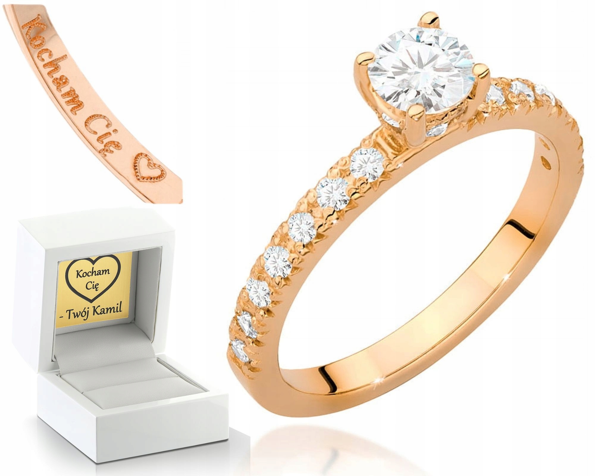 Růžové Zlato Prstýnek S Diamanty 585 Gravírování Bonus