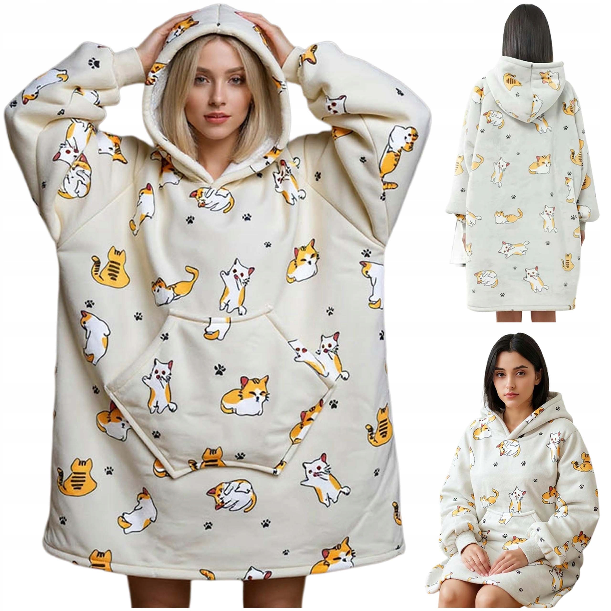 Mikina Deka Mikinová Deka Bluzokoc (kočička) Dámská Meska Oversize XXL Tlustá Hoodie