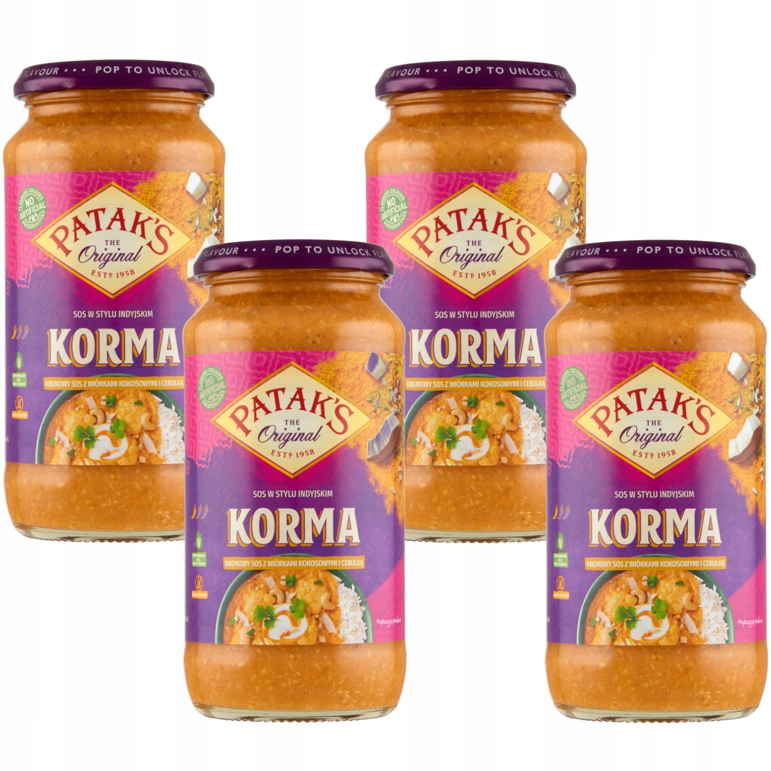 

Patak's Korma Kremowy sos kokos i cebula 4 x 450g