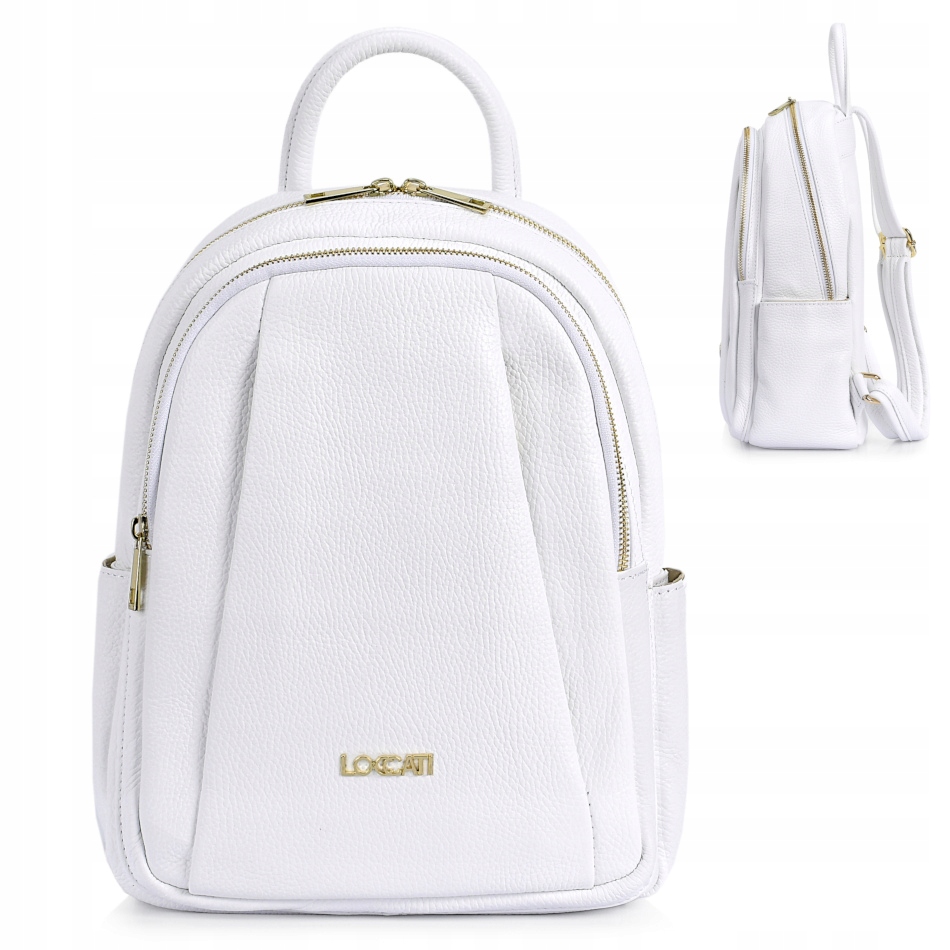 miejski plecak damski ze skóry naturalnej biały włoski Loccati