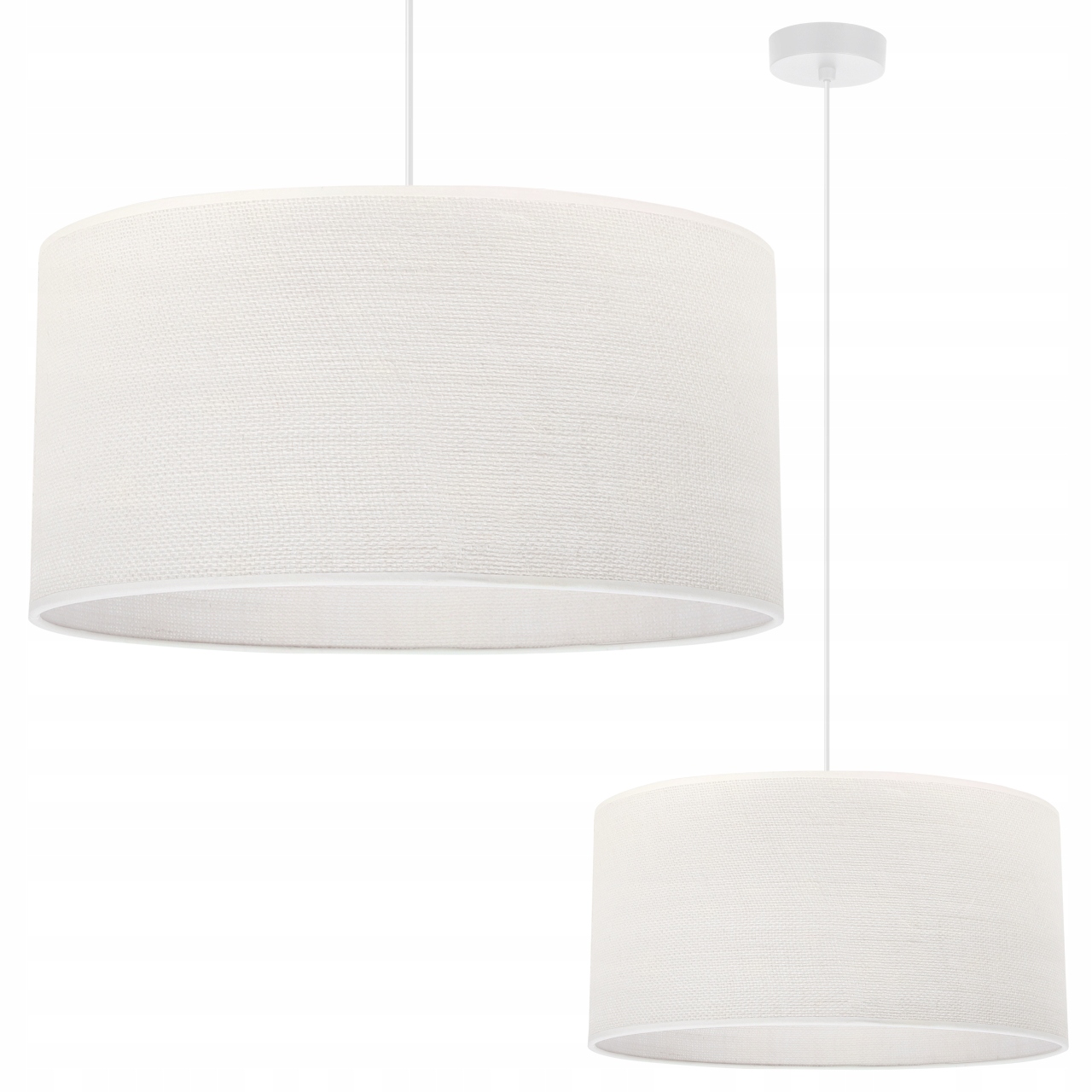 Lampa Wisząca Sufitowa Biały Jutowy Abażur Boho Żyrandol Okrągły Do Kuchni