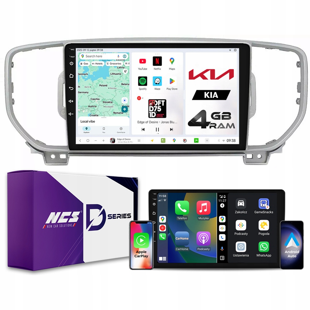 Rádio Navigace Ncs D9 Kia Sportage IV 2016-2018 Android 4GB Lte 9″