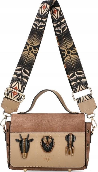 D28 Ego Azteca torebka listonoszka skórzana 2 paski kuferek klapką ćwiekami