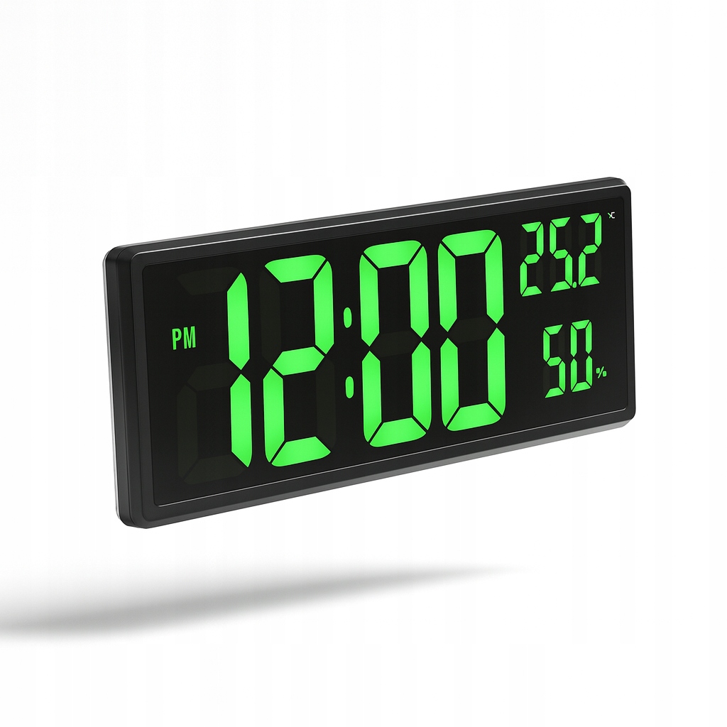 Veľký Priemyselný Nástenný Časovač LCD Vlhkosť Teplota Dátum Usb Budík