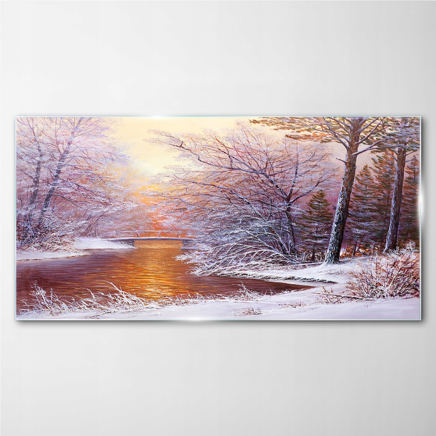 

Foto-obraz szklany Malarstwo zima drzewa 140x70 cm