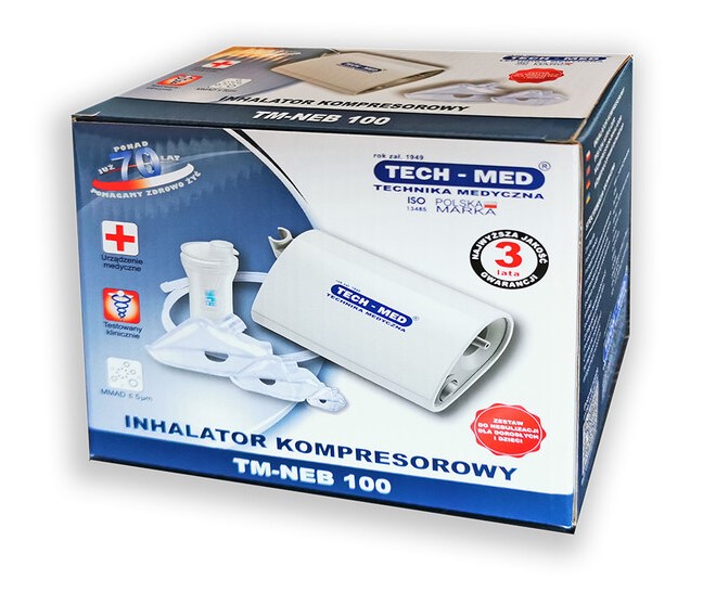 Inhalator pneumatyczny Tech-Med Tm-neb 100 biały z 3 maskami