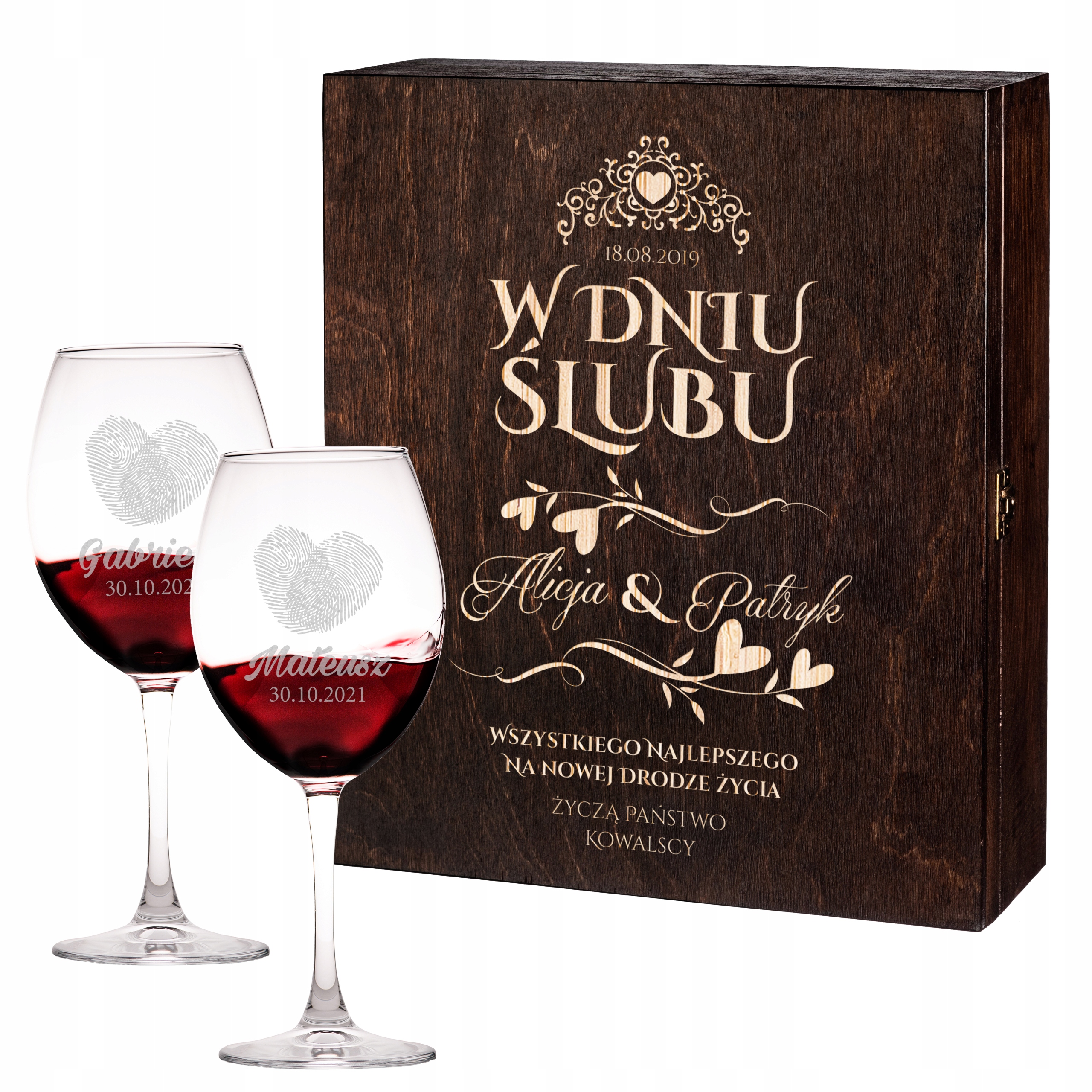 

Kieliszki Skrzynka Z Grawerem Ślub 390ml