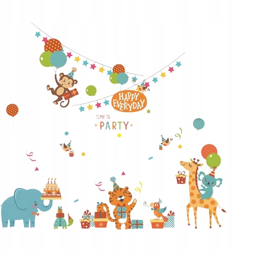 

Naklejki Na Ścianę Zwierzątka Party Urodziny