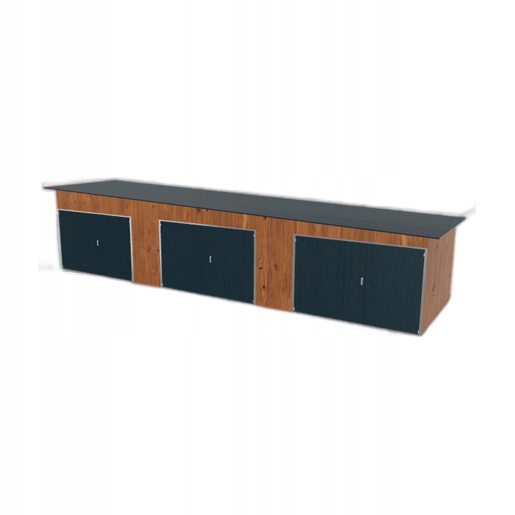 Plechová garáž 11x3 m s třípolohovým spádem vpravo Zlatý dub