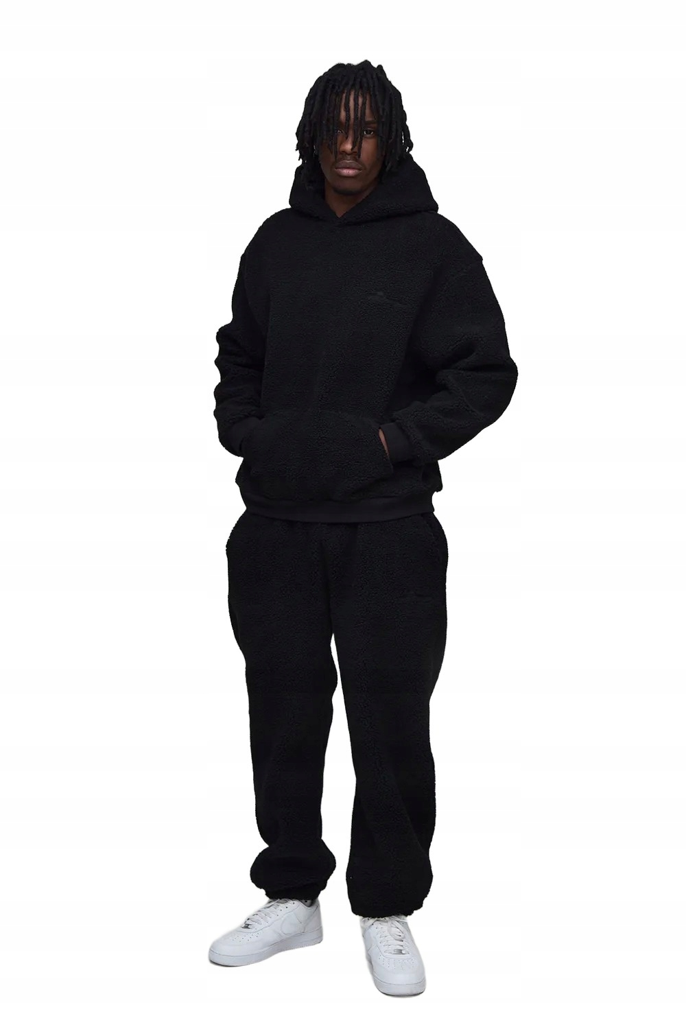Boohooman Černý Teplákovka Pánský Komplet S Kapucí Plyšový Materiál L Z3A