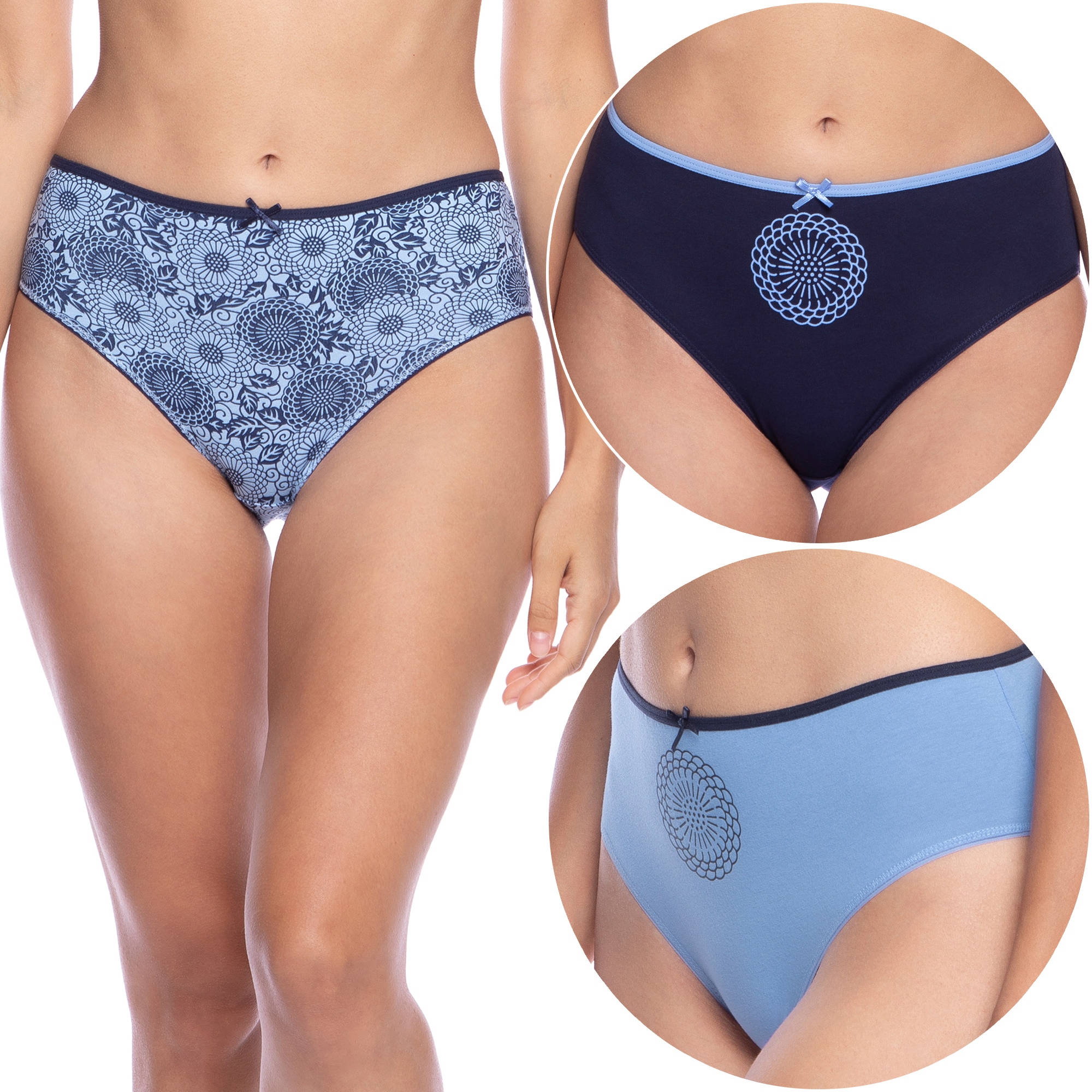 Kalhotky dámské kalhotky Bikini 3 Páry bavlněné vzorované Lama 122BI-56 L