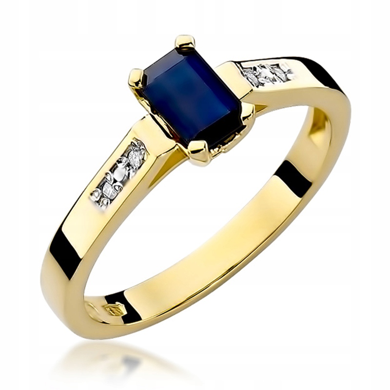 Zlatý Prstýnek se Safírem 0,60 ct a Brilianty
