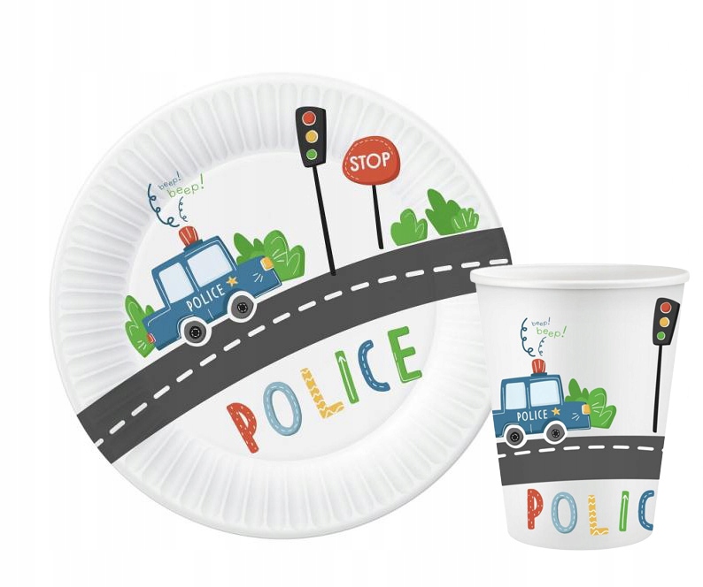 

Talerzyki Kubki Police, 18 cm, 12 szt Policja