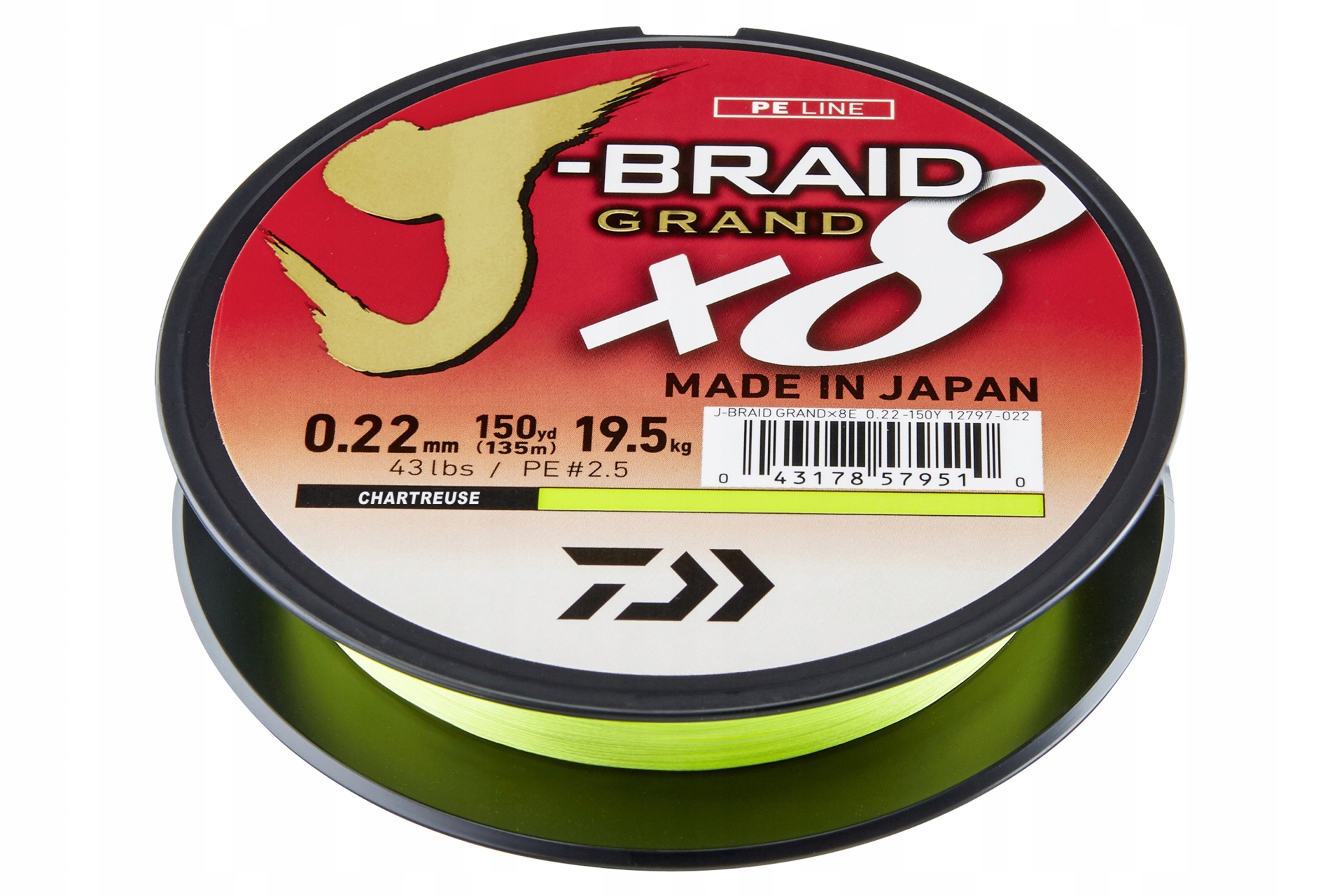 Daiwa Šňůra J Braid Grand X8E Zelená 270m 0,22mm