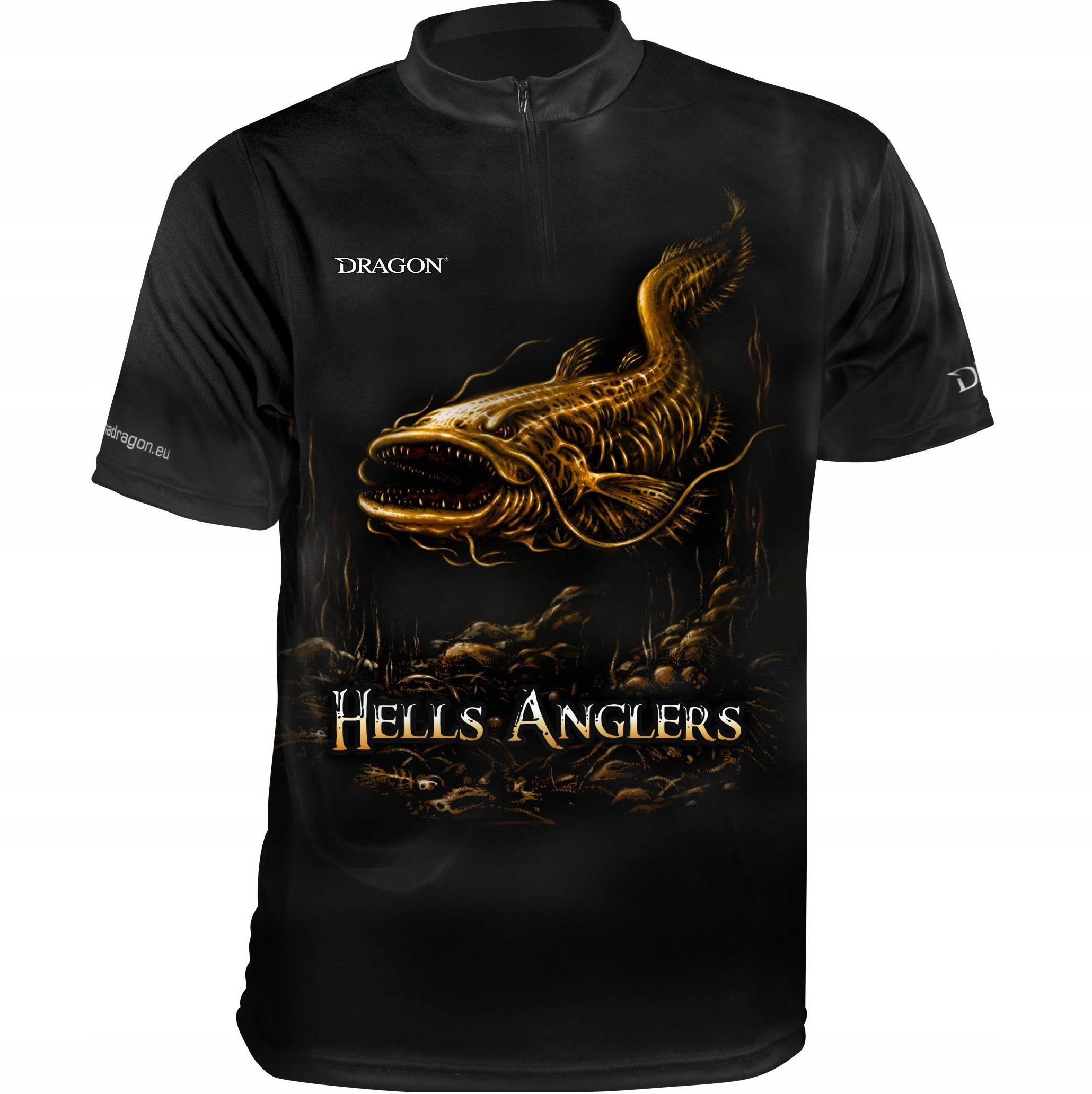 Oddychający T-shirt Dragon Hells Anglers (z zamkiem) Sum M czarno-pomarańcz