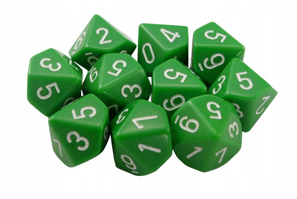 

Kostki zielone Rpg K10 10szt. kości kostka