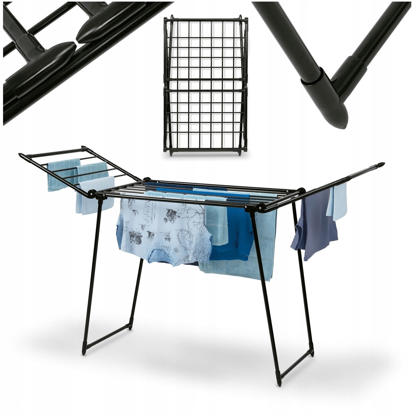 Suszarka na Pranie Balkonowa Ogrodowa Czarna Stalowa Konighoffer Megan