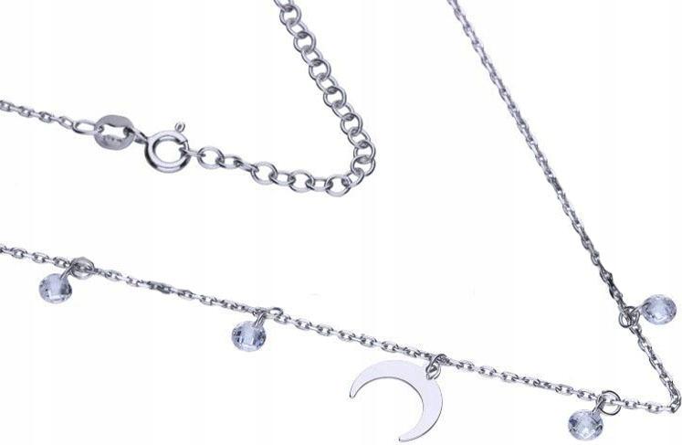 Stříbrný dámský náhrdelník 925 měsíc křišťály 2,71 g, módní vzor jako dárek