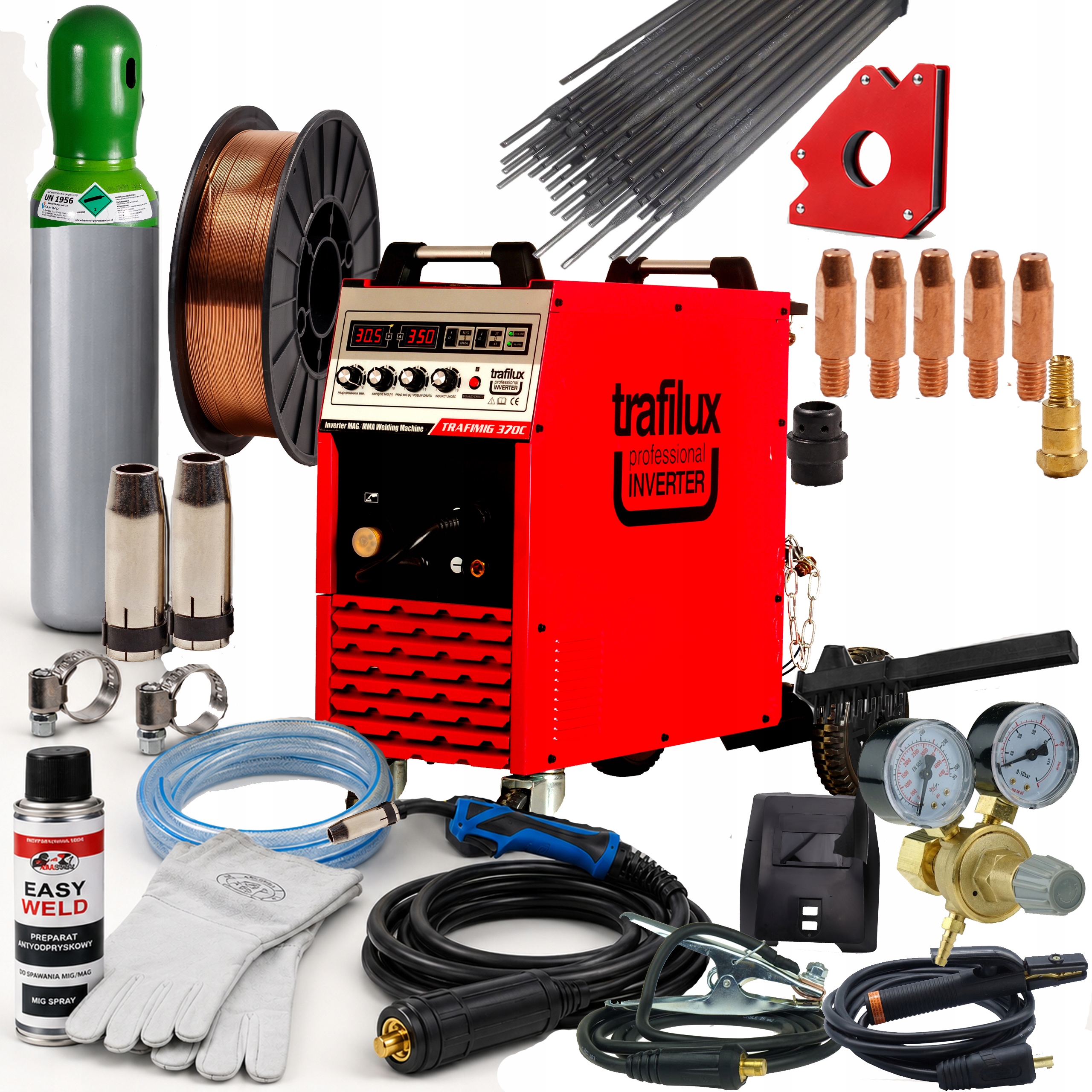 Spawarka Migomat Trafilux Mig 370C 4X4 Szpula 15KG Mig Mma 350A Zestaw 3