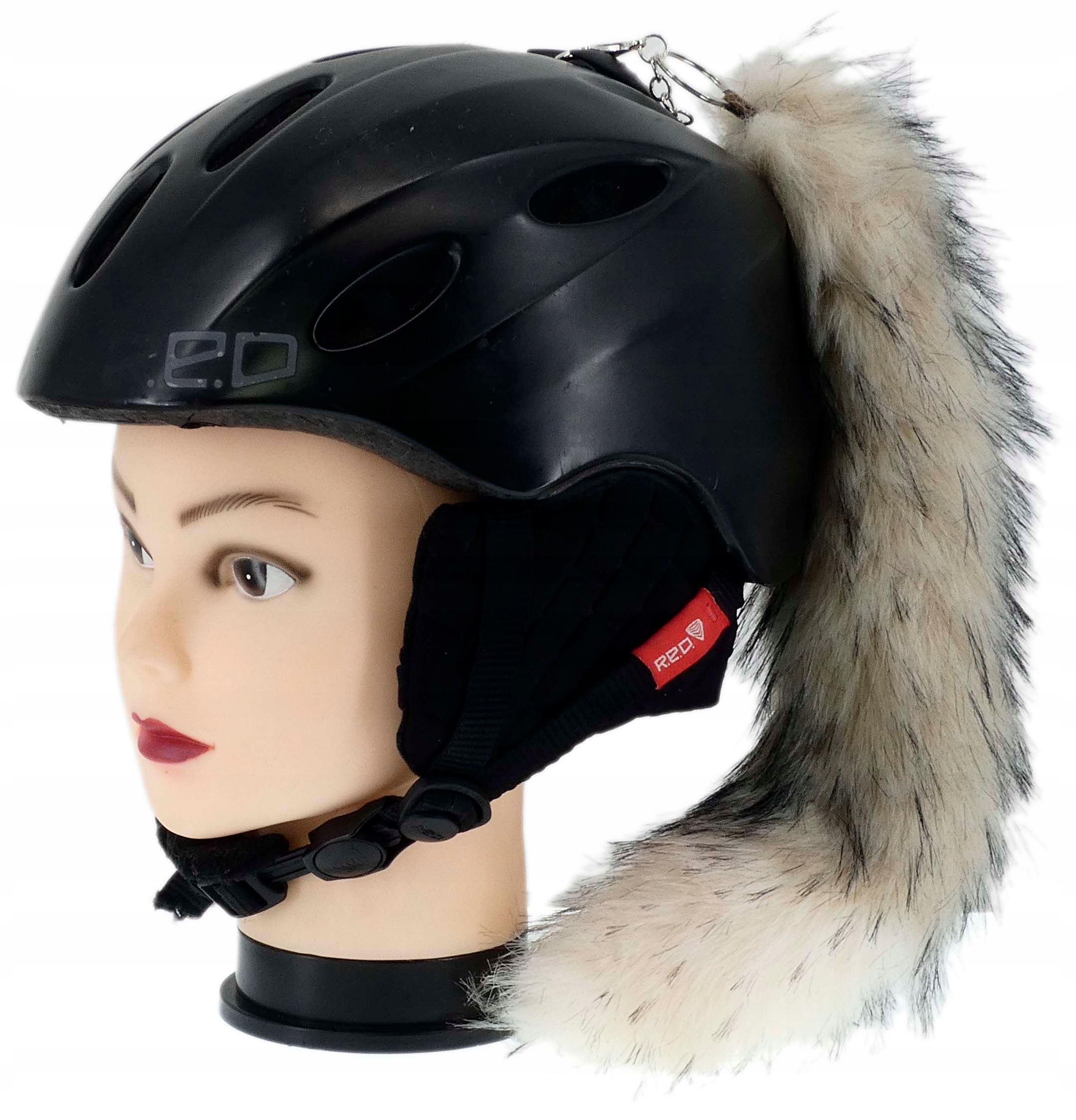 Ozdoba Do Kasku Narciarskiego Motocyklowego Kita Lisi Ogon Beżowo Biała
