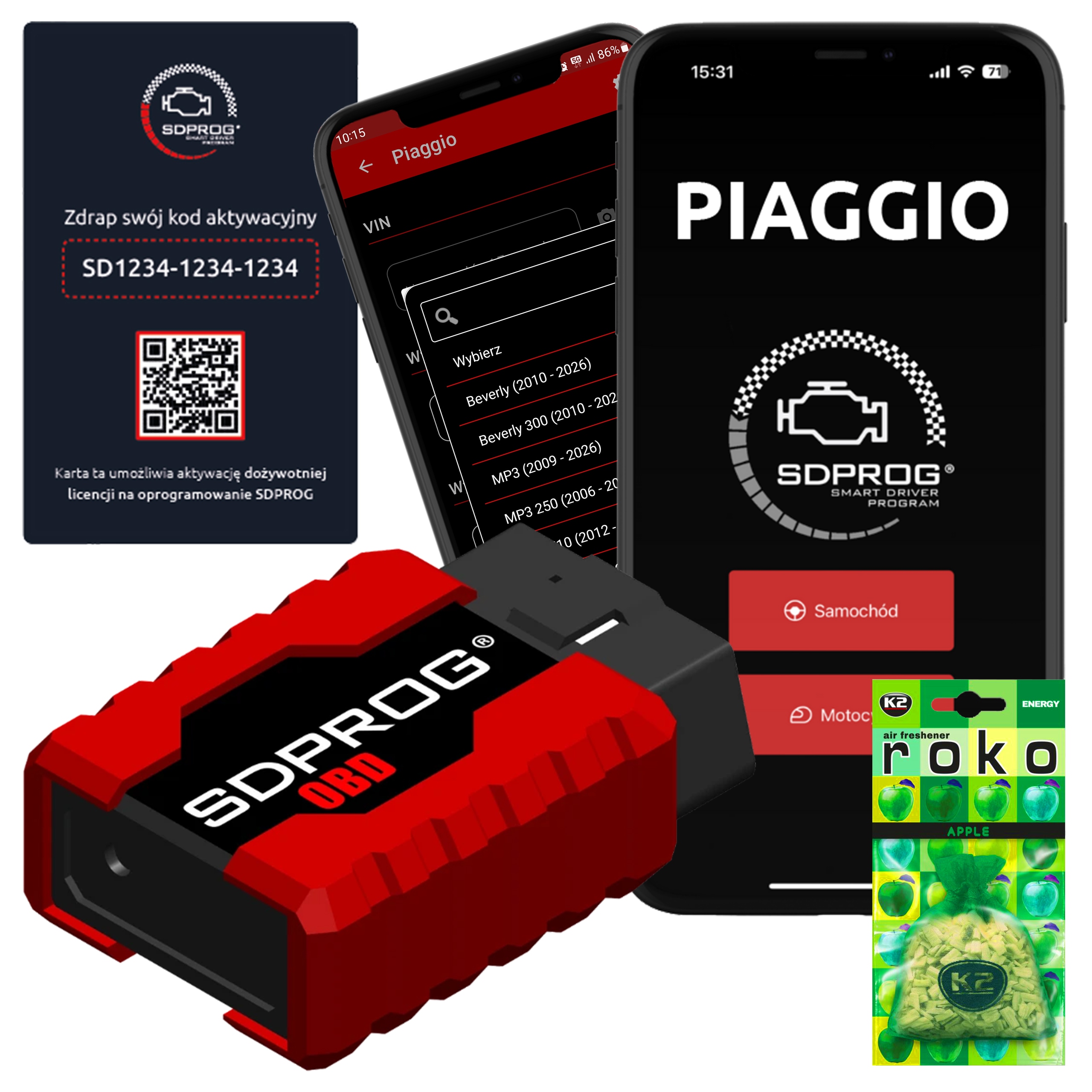 Interfejs +program Diagnostyczny Sdprog Obd Tester Do Piaggio MP3 2009-2026