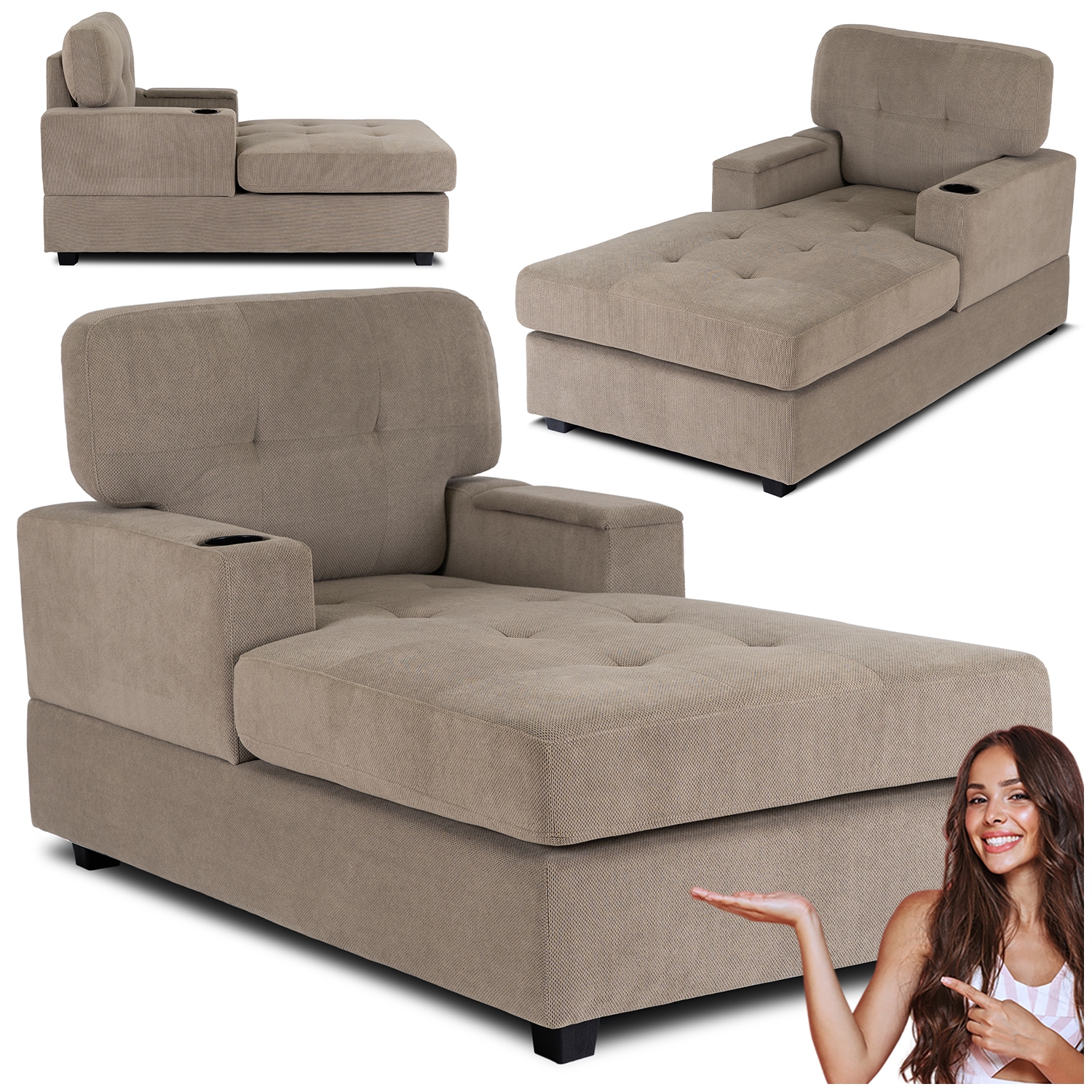 Čalouněná pohovka Béžová Křeslo do obývacího pokoje a ložnice Neo