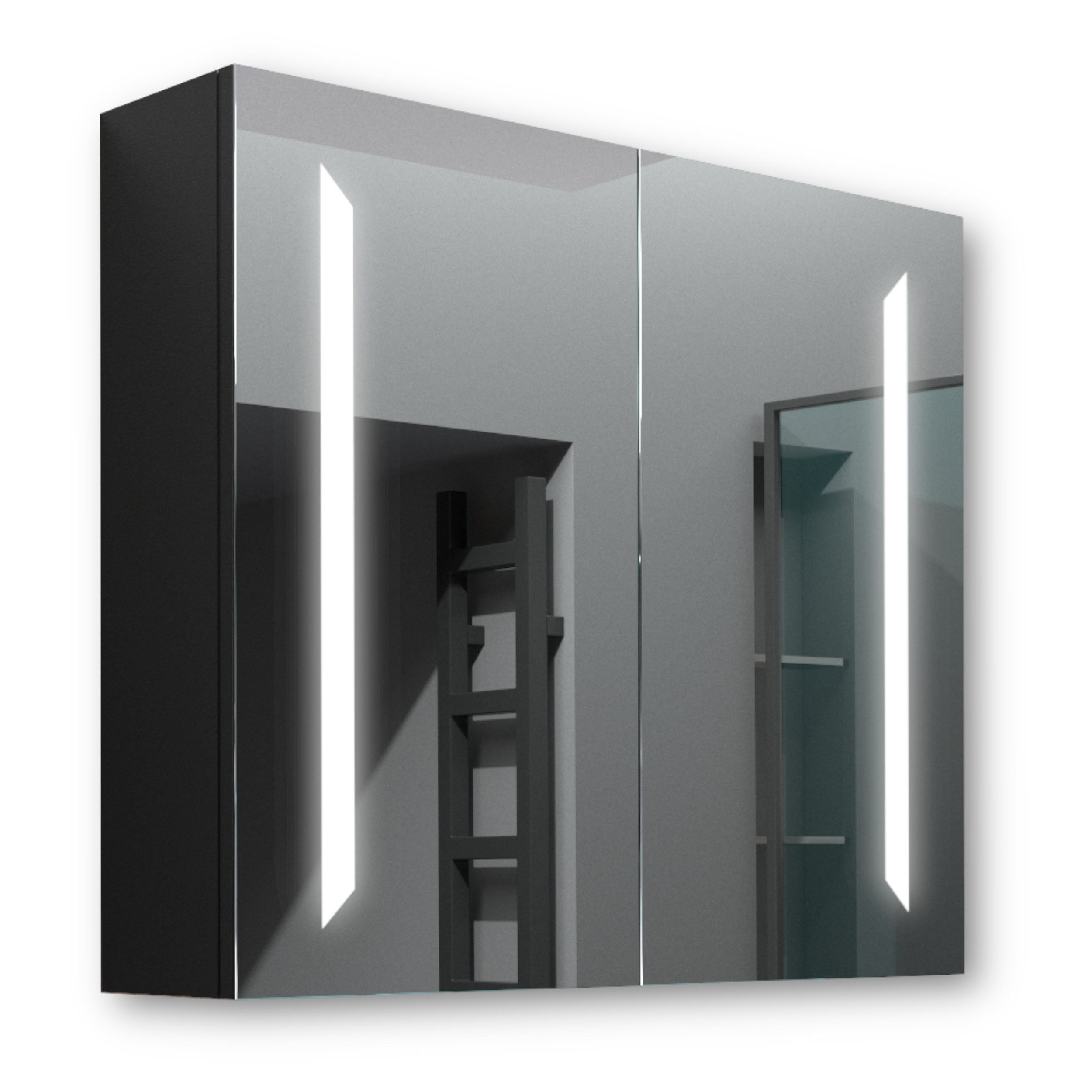 Drevená skrinka 80x70 Led zrkadlo Victoria čierna