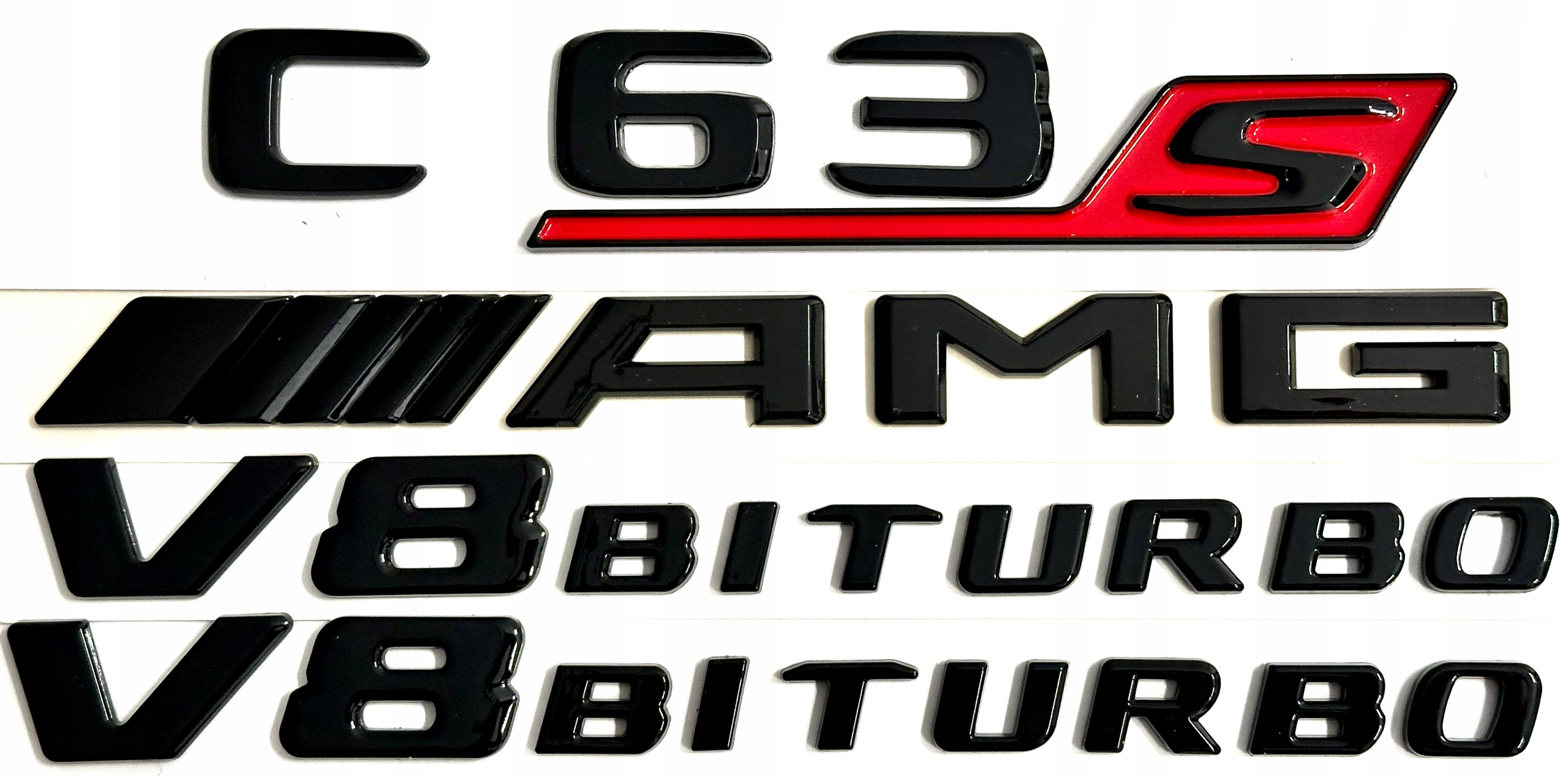 Mercedes C63S C 63 S V8 Biturbo emblém znak nápis čierna