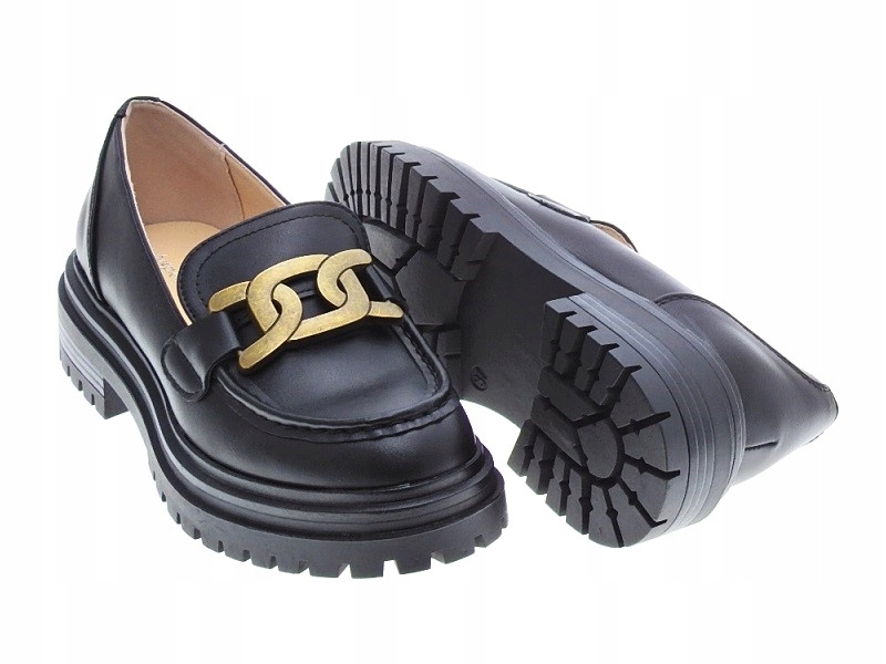 Czarne półbuty mokasyny na platformie Black r.39 Rozmiar 39