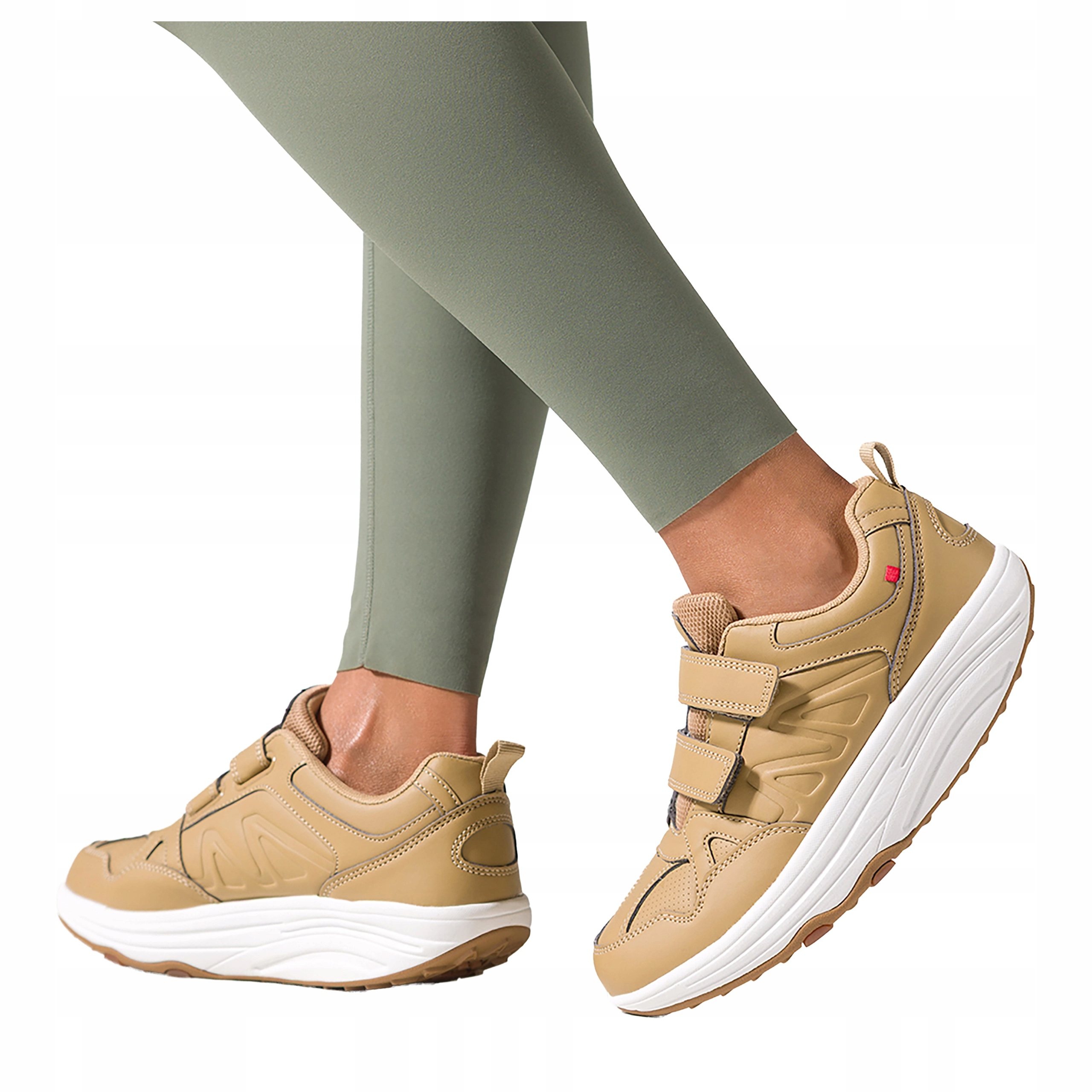 Camelové Mokasíny Dámské Pohodlné na suchý zip Bílá Sportovní platforma vel 40