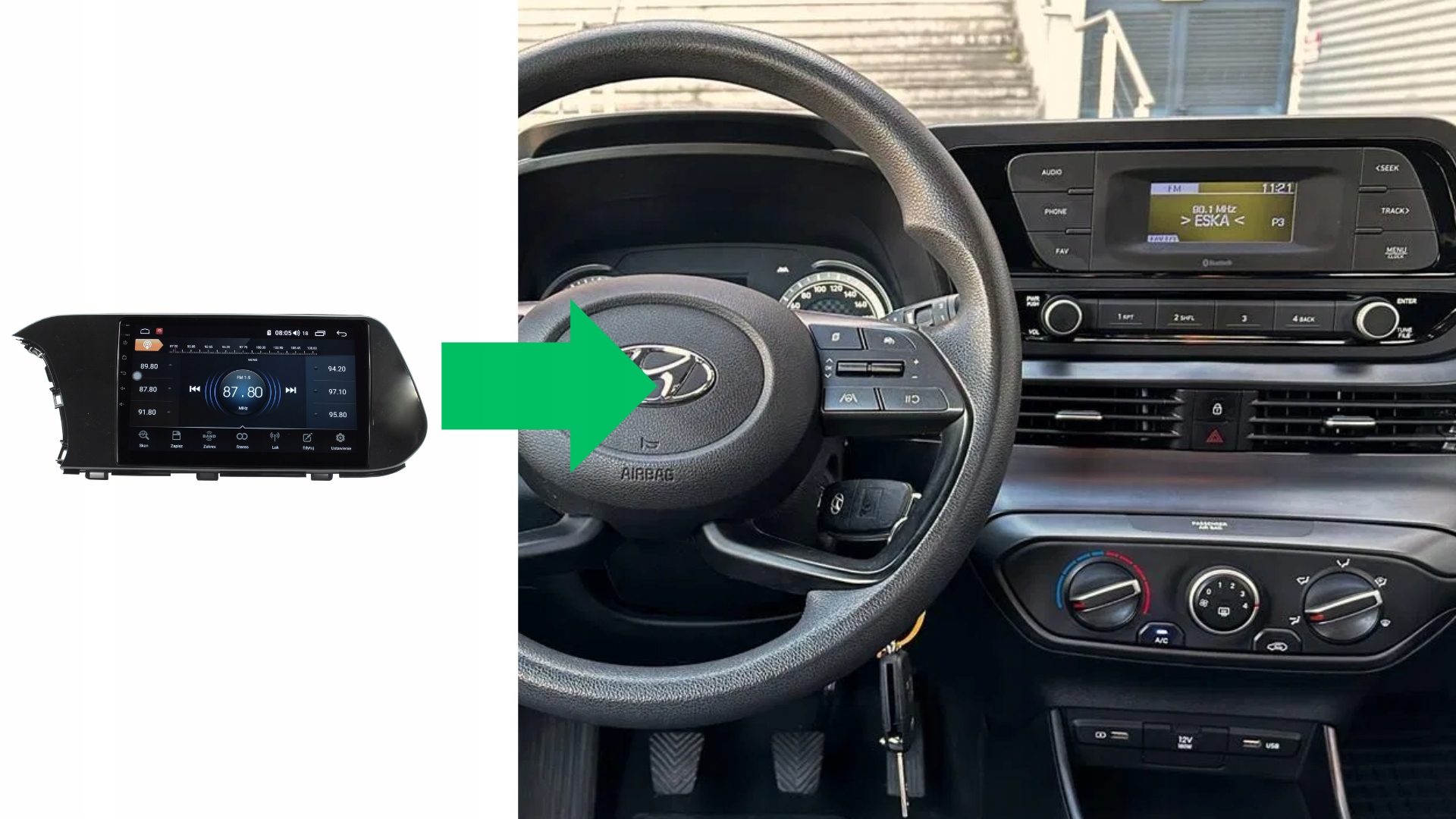 RADIO NAWIGACJA GPS HYUNDAI I20 2020-2022 ANDROID Montaż niestandardowy