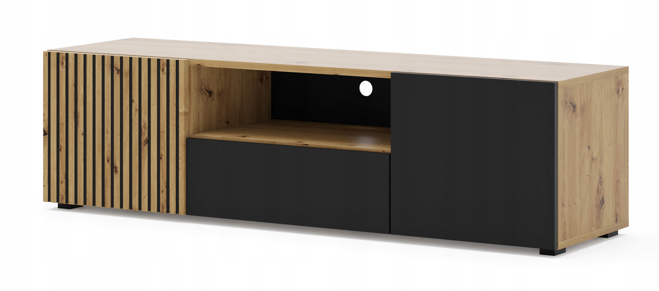 Szafka Rtv Auris 150 cm dąb artisan czarny mat