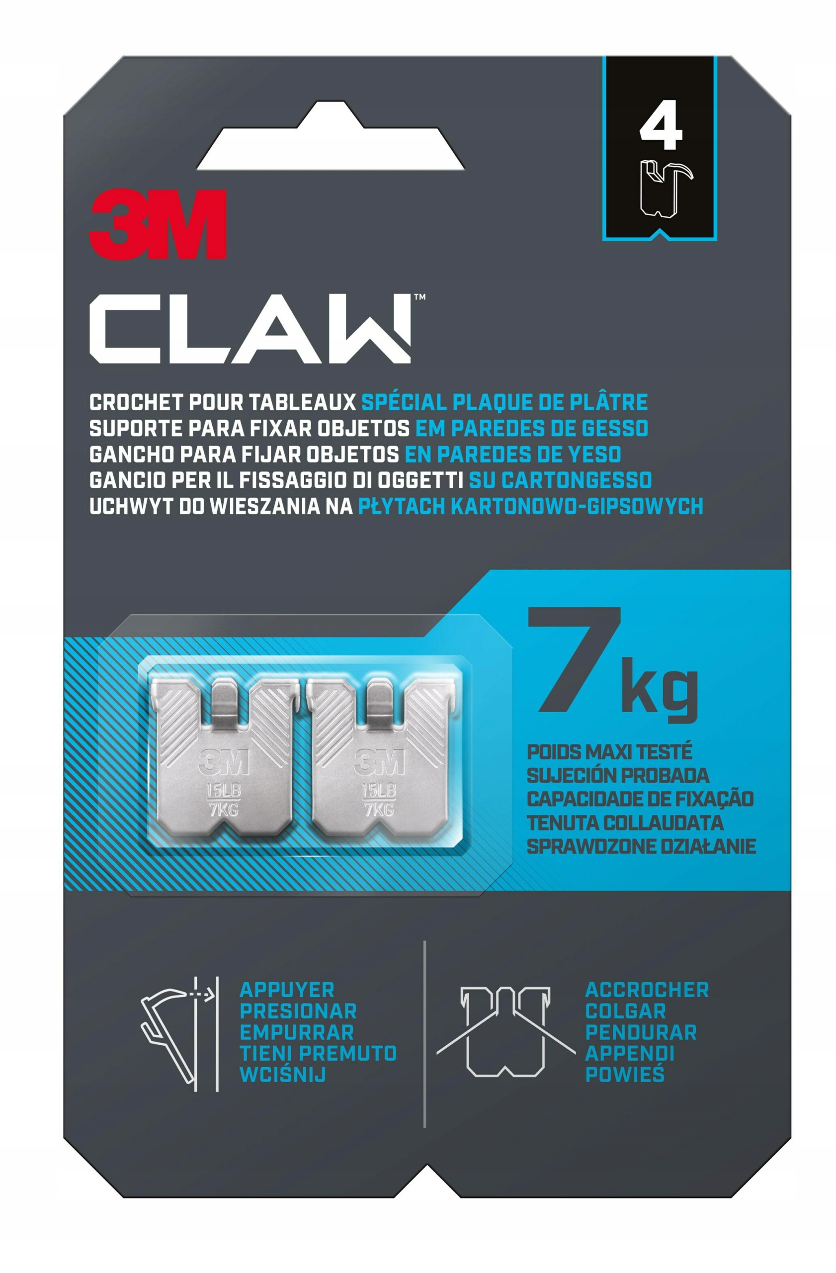 

3M Claw Uchwyt do wiesznia na K-g 7kg 4szt